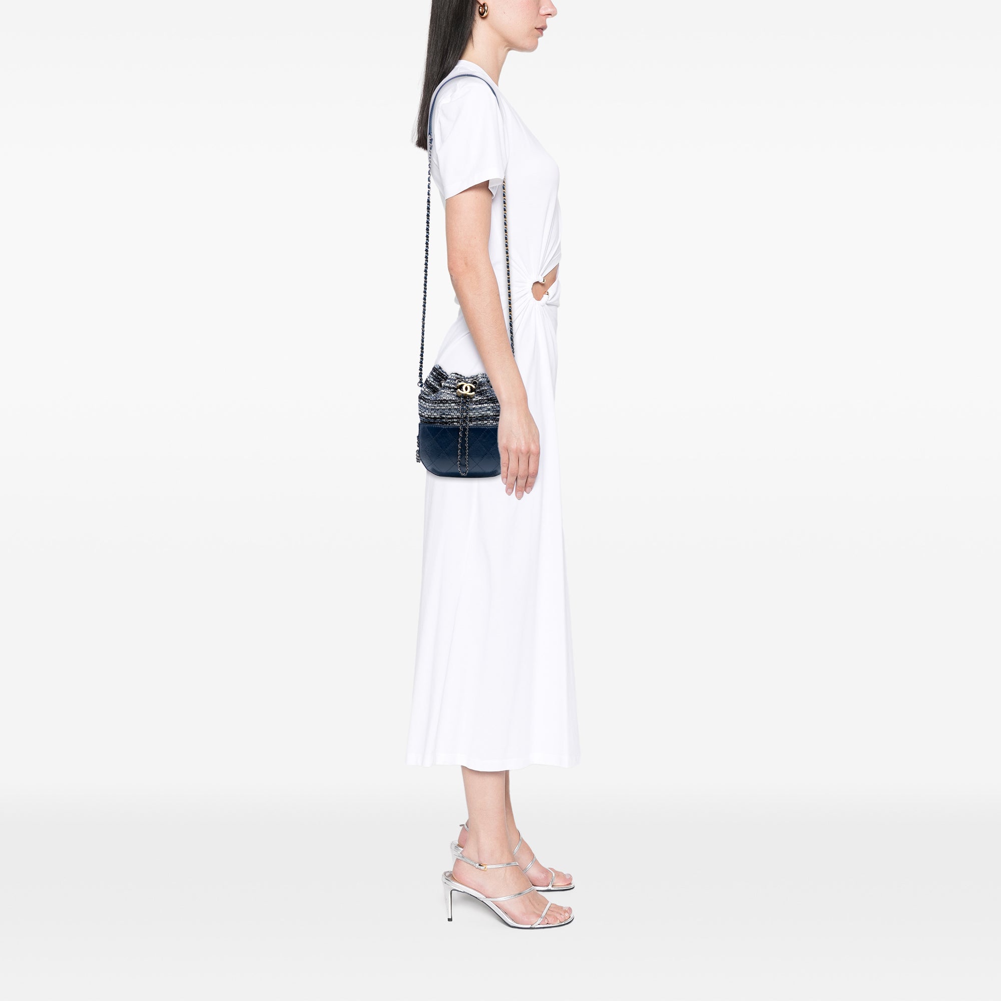 Chanel Small Quilted Calfskin and Tweed Gabrielle Bucket Bag - image 7