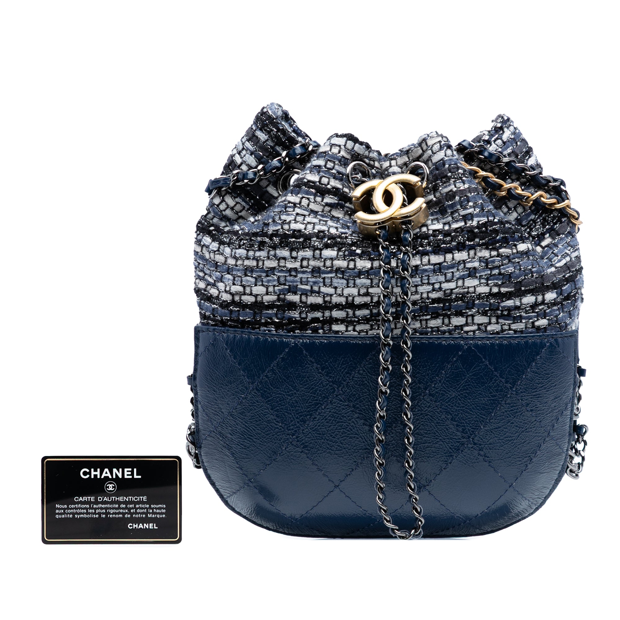 Chanel Small Quilted Calfskin and Tweed Gabrielle Bucket Bag - image 8