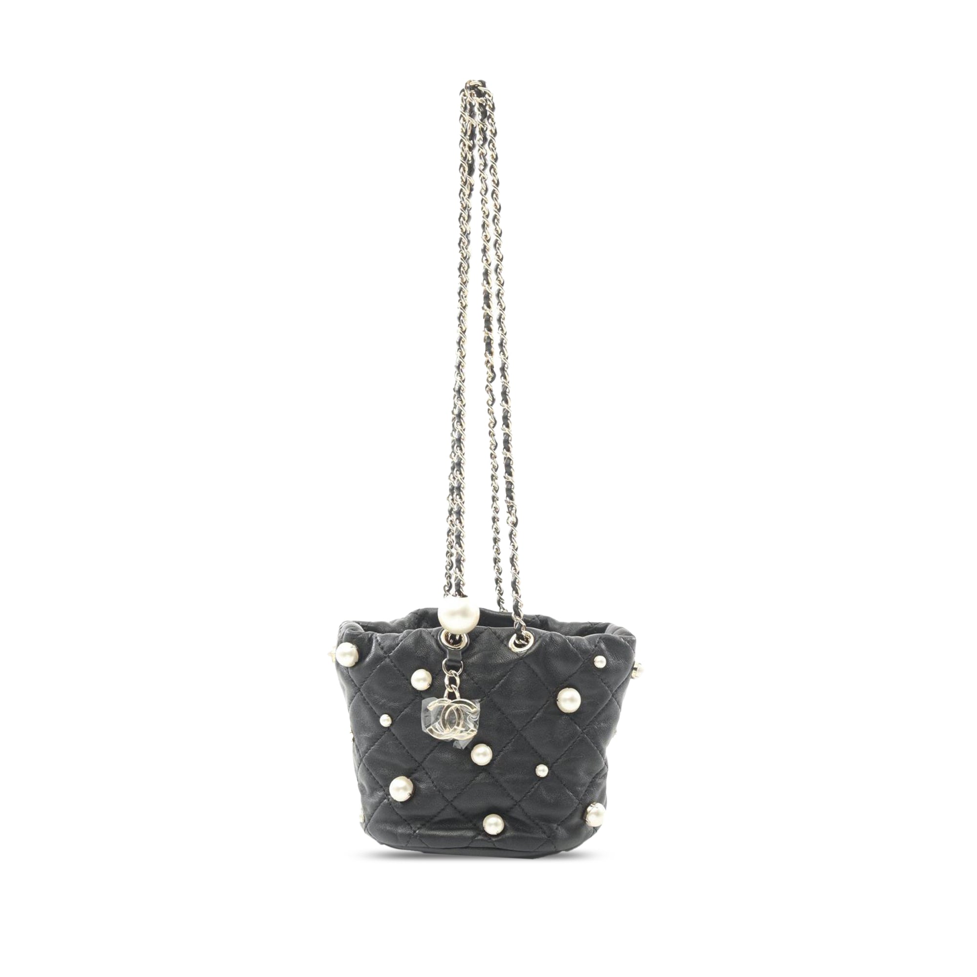 Chanel Mini Quilted Lambskin About Pearls Drawstring Bucket Bag - image 1