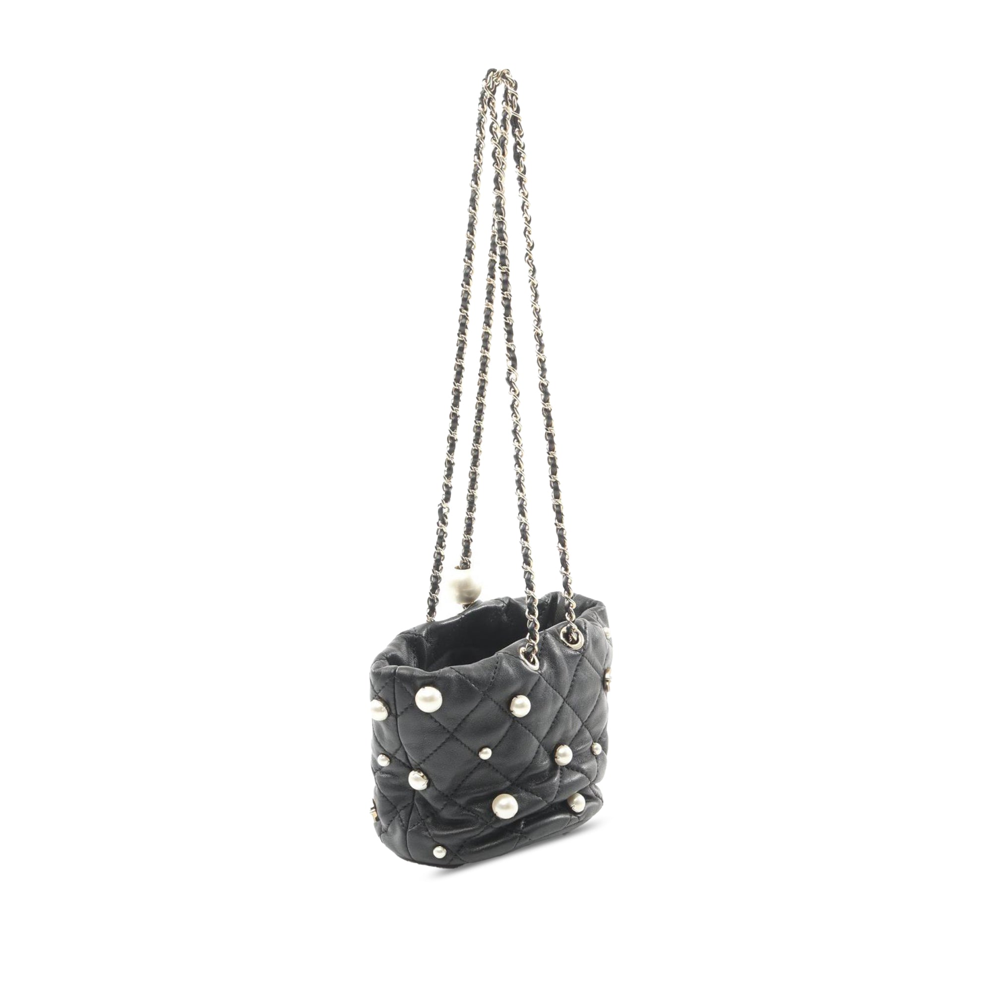 Chanel Mini Quilted Lambskin About Pearls Drawstring Bucket Bag - image 2