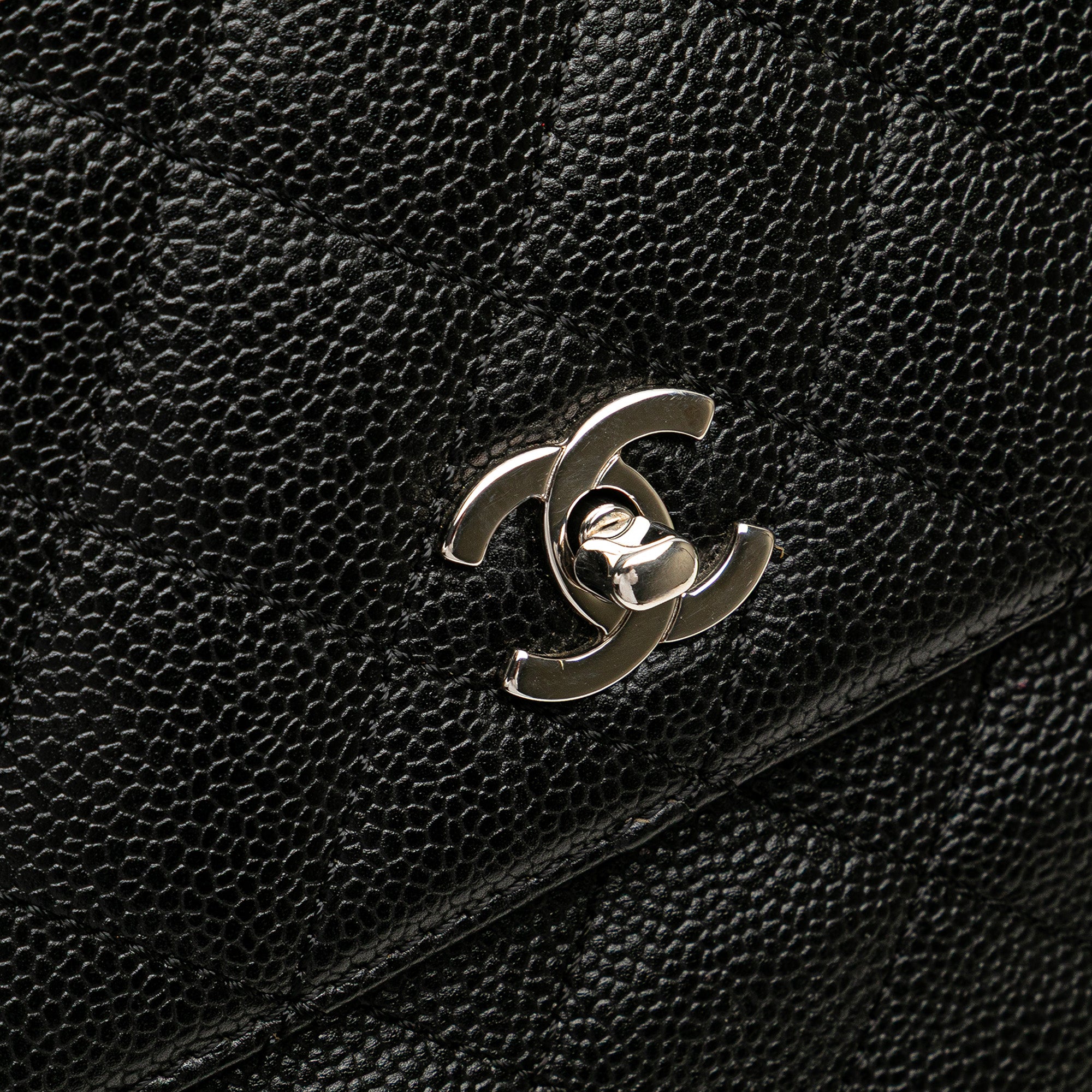 Chanel CC Quilted Caviar Kelly Top Handle Bag - image 9