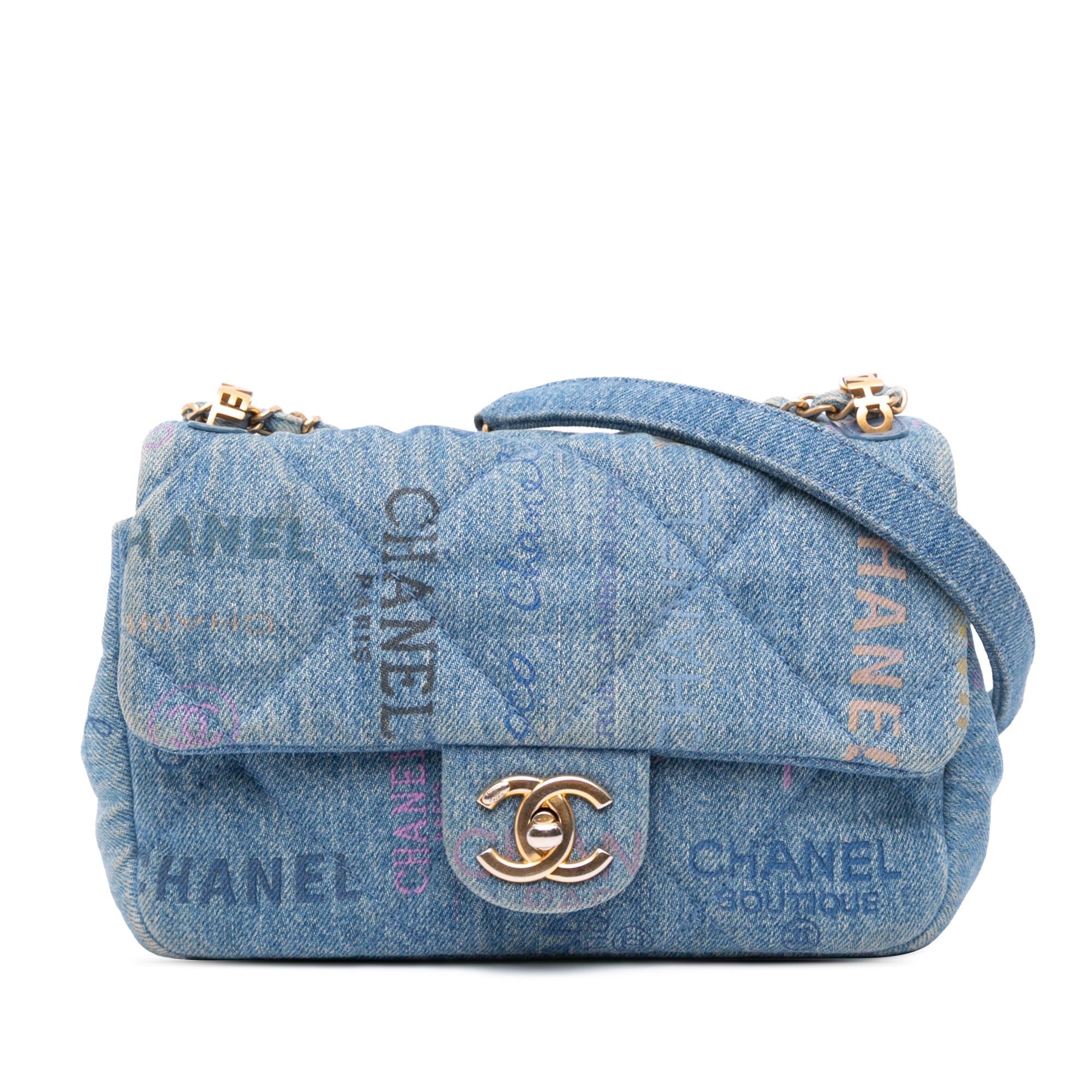Chanel Mini Rectangular Quilted Denim Mood Flap - image 1