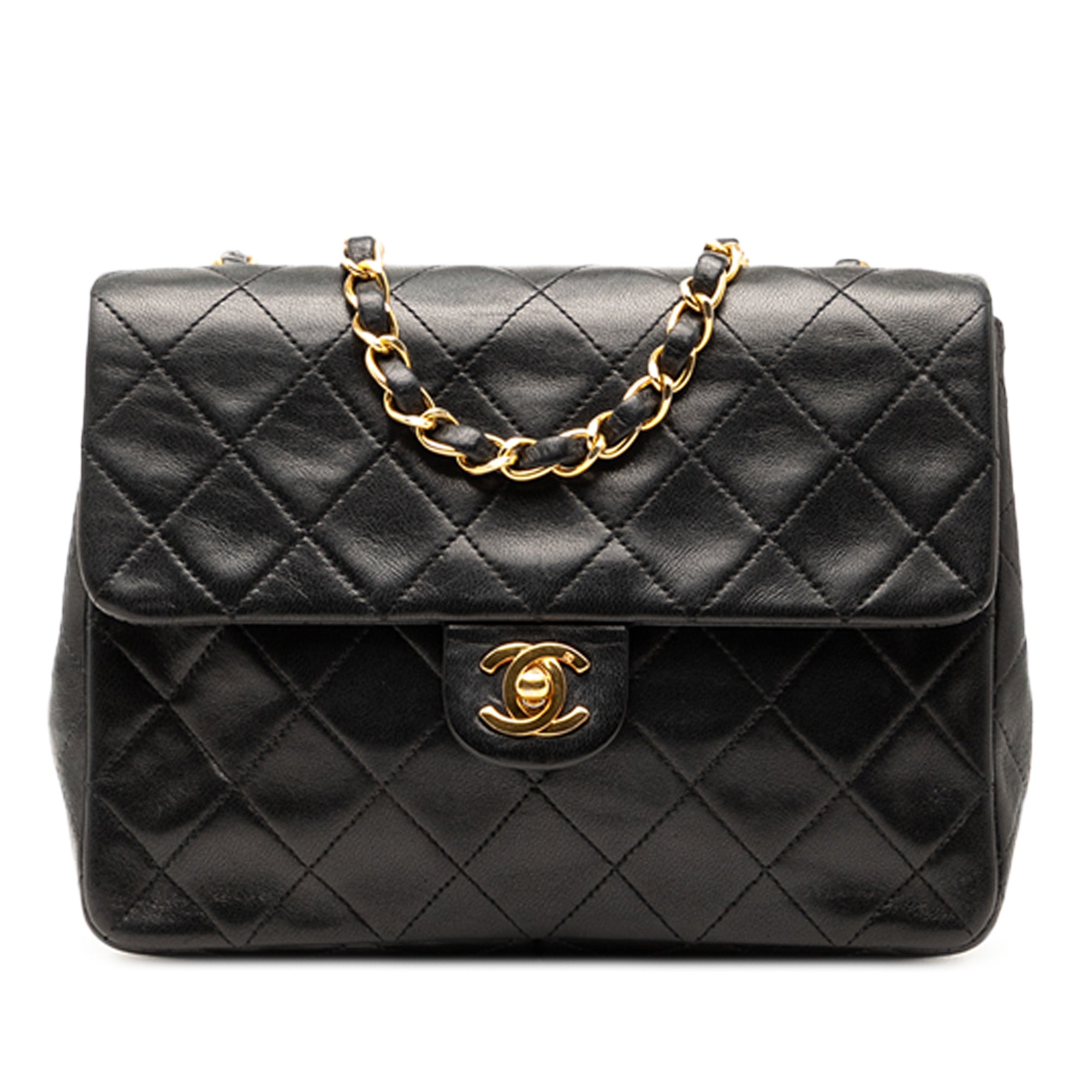 Chanel Mini Square Lambskin Straight Single Flap - image 1