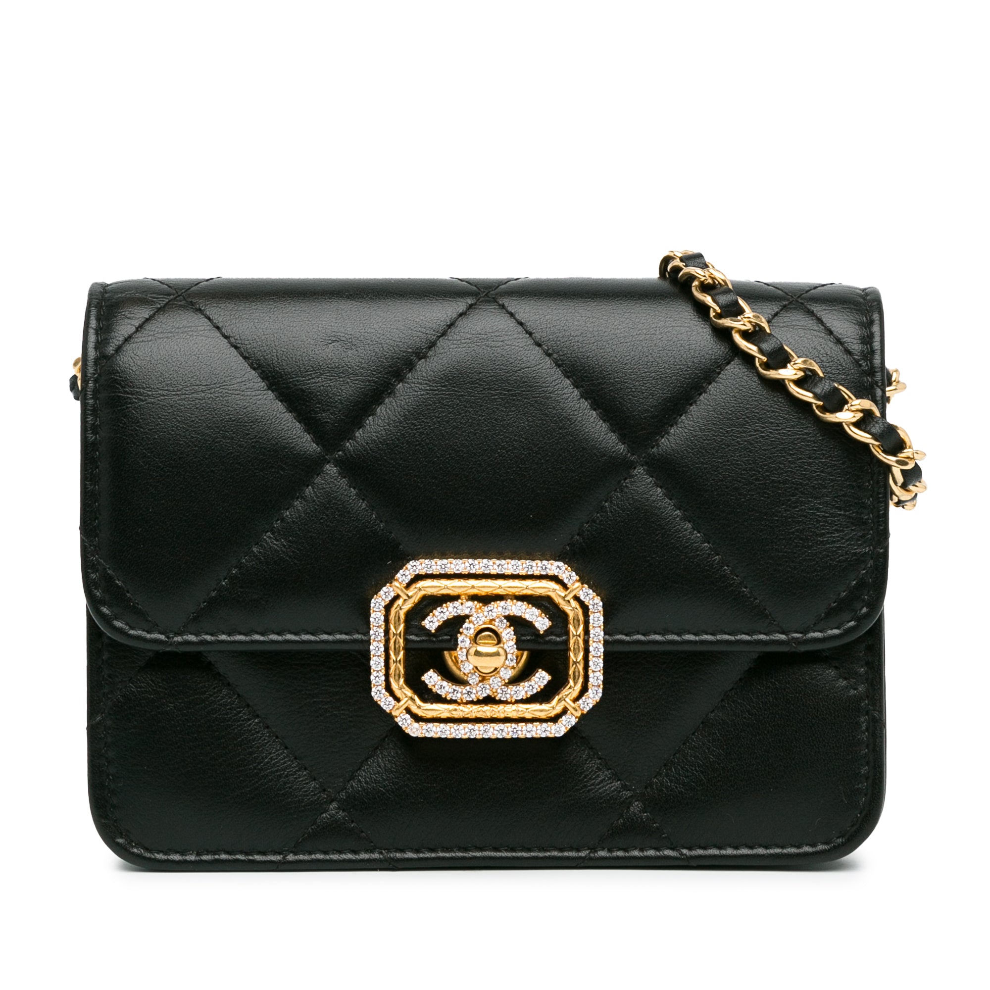 Chanel Quilted Calfskin Strass Clutch With Chain Flap - image 1