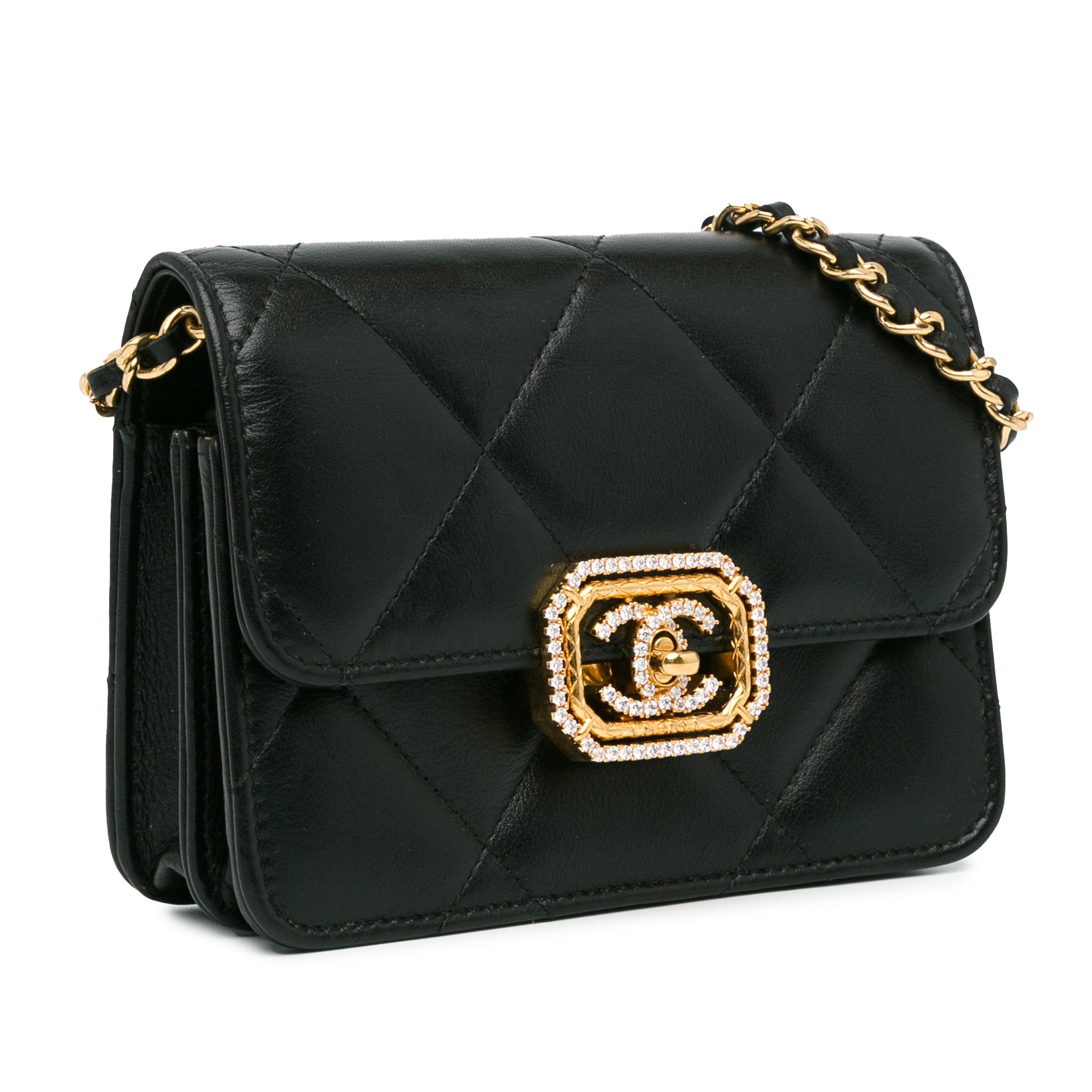 Chanel Quilted Calfskin Strass Clutch With Chain Flap - image 2