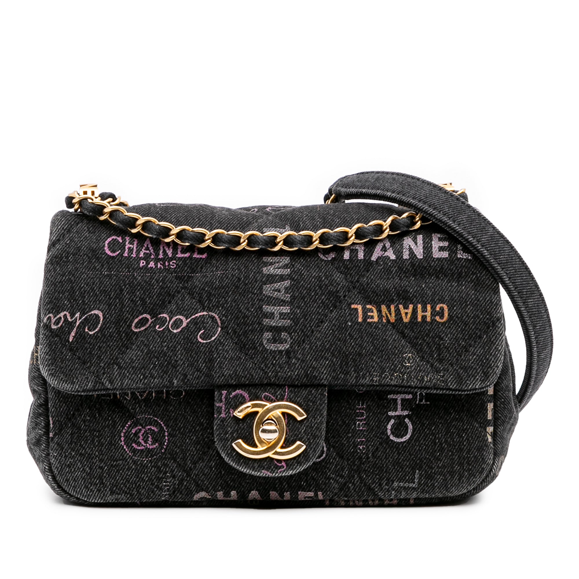Chanel Mini Rectangular Quilted Denim Mood Flap - image 1