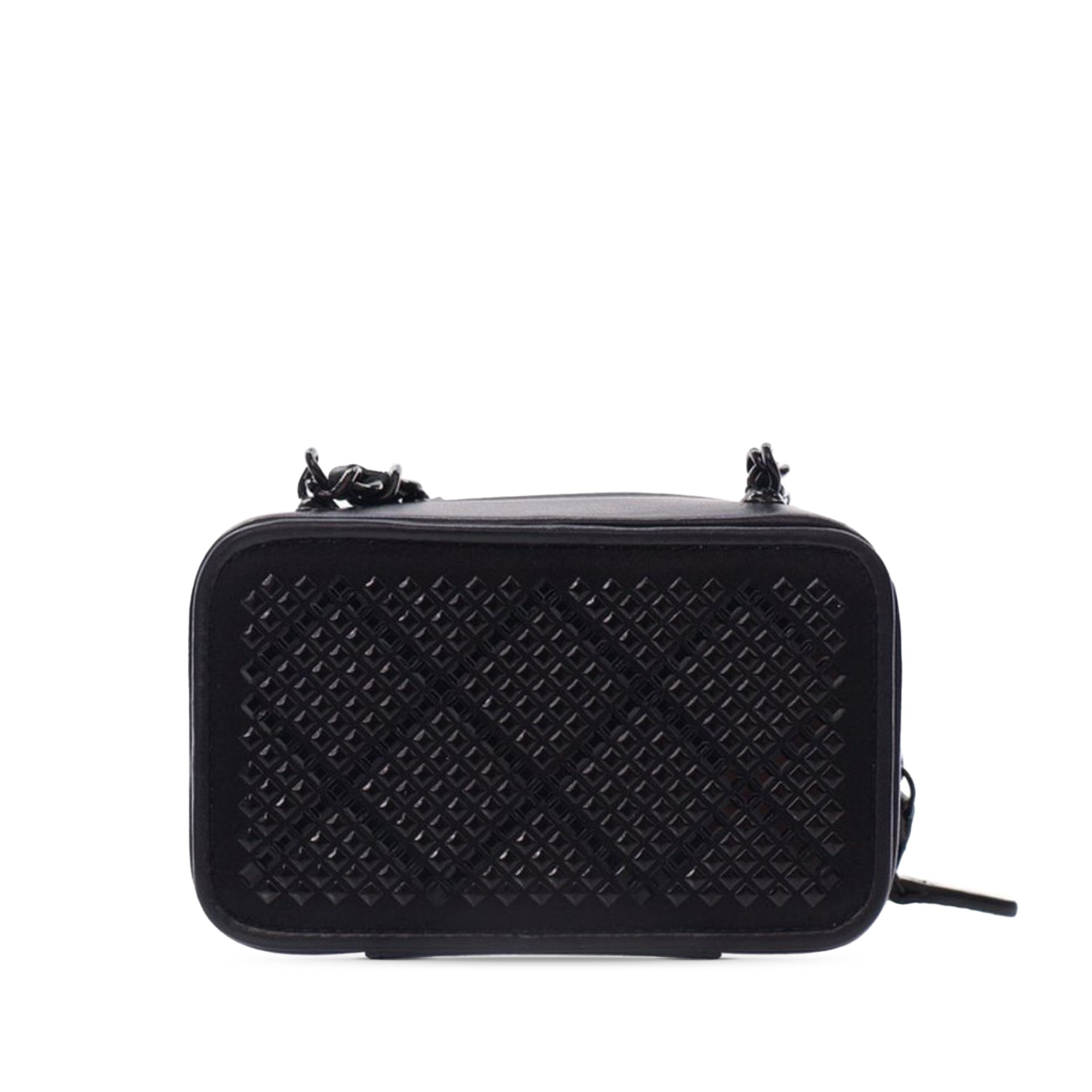 Chanel CC Lambskin Satin Strass Studded So Black Clutch with Chain - image 2