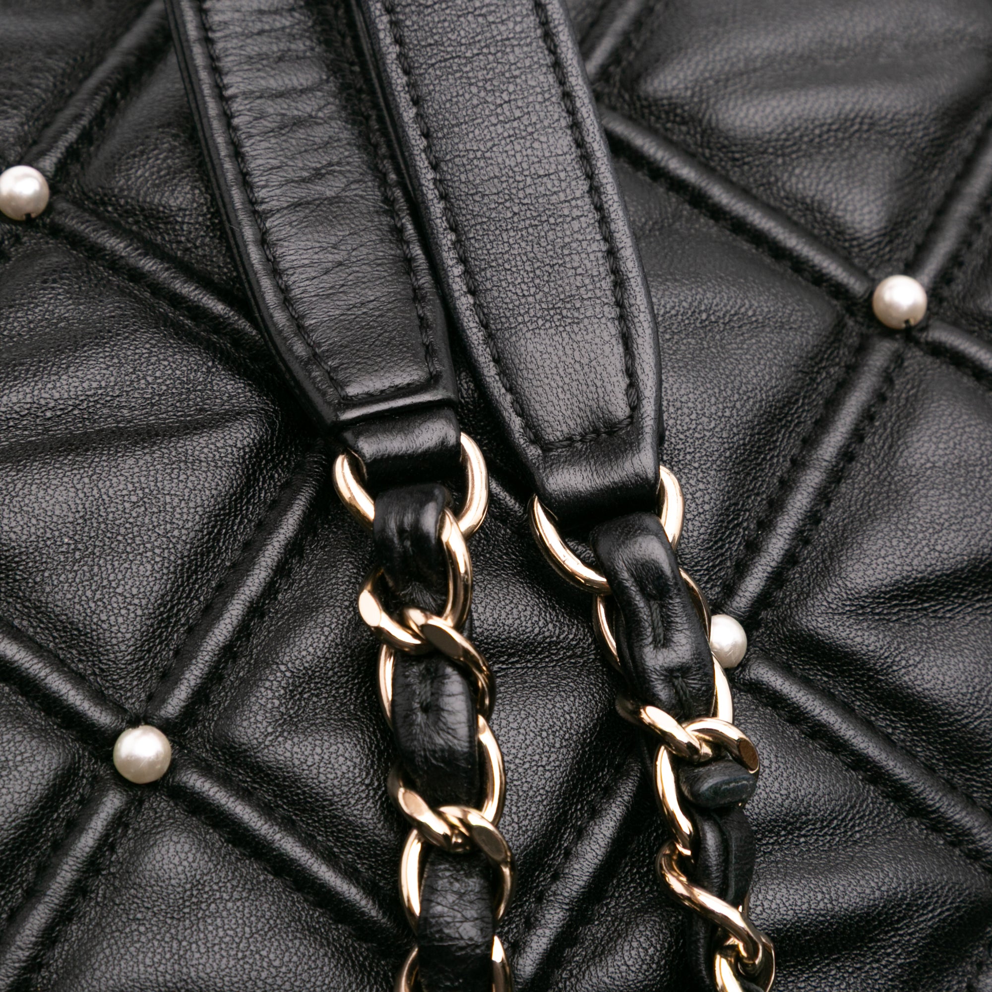 Chanel Medium Quilted Lambskin Pearl Studs Flap - image 10
