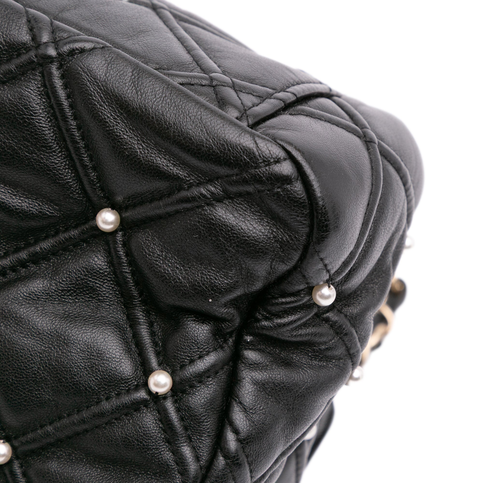 Chanel Medium Quilted Lambskin Pearl Studs Flap - image 11