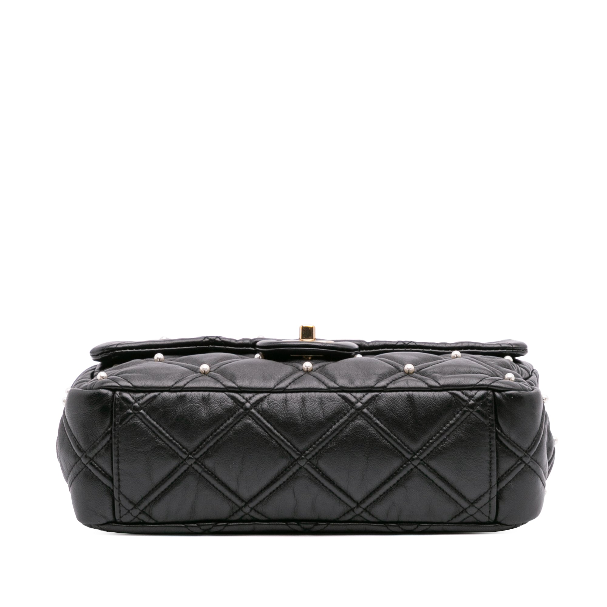 Chanel Medium Quilted Lambskin Pearl Studs Flap - image 3