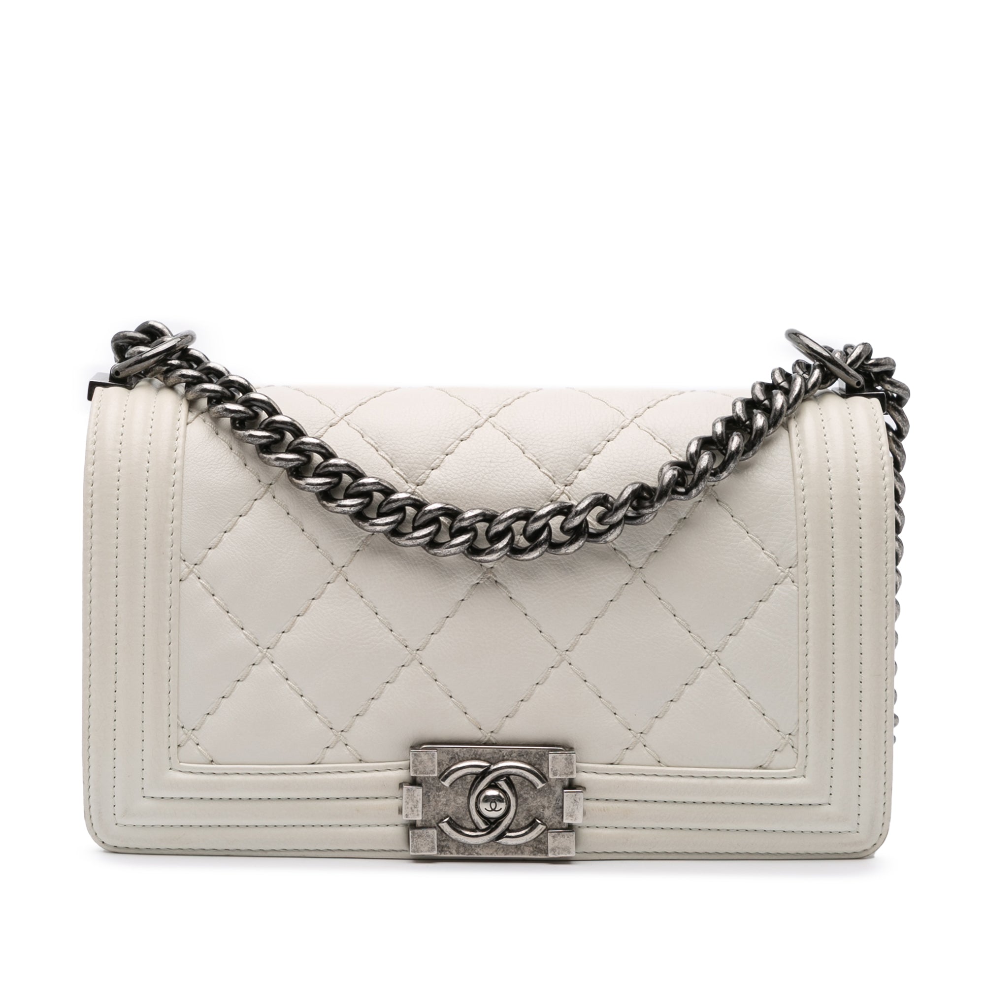 Chanel Old Medium Quilted Lambskin Boy Flap - image 1