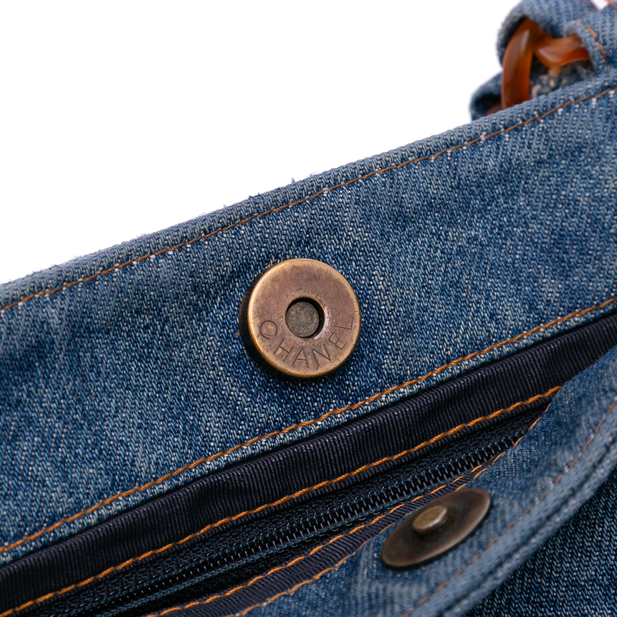 Chanel Small CC Stitched Denim Tote - image 7