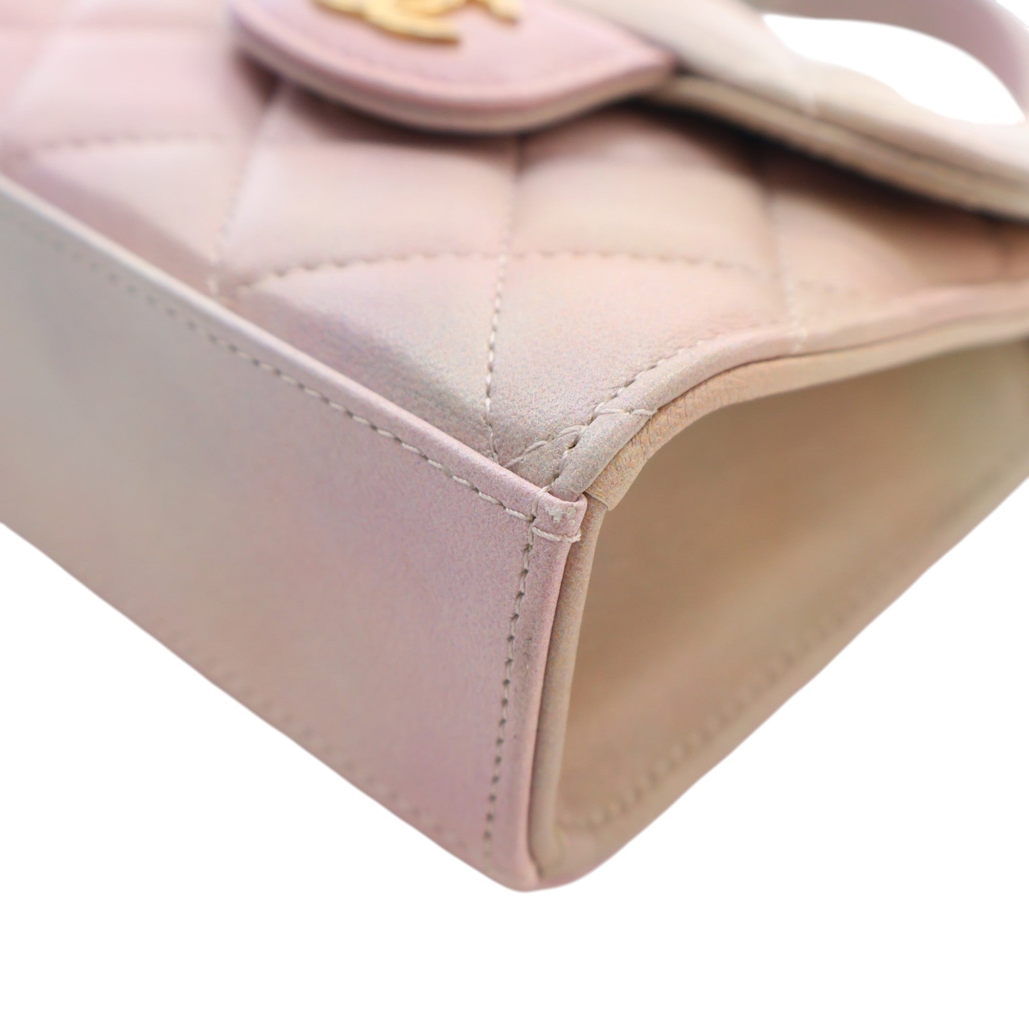 Chanel CC Ombre Lambskin Top Handle Flap Coin Purse with Chain - image 10
