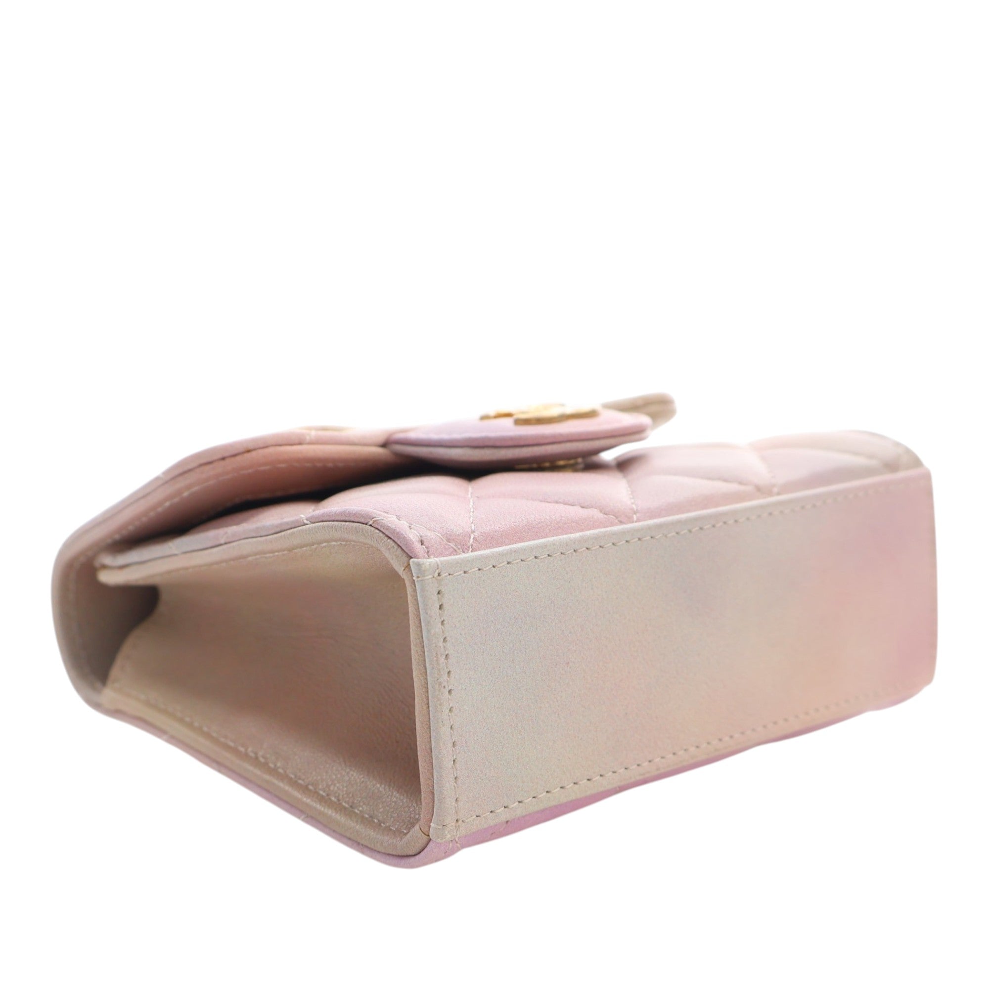 Chanel CC Ombre Lambskin Top Handle Flap Coin Purse with Chain - image 13