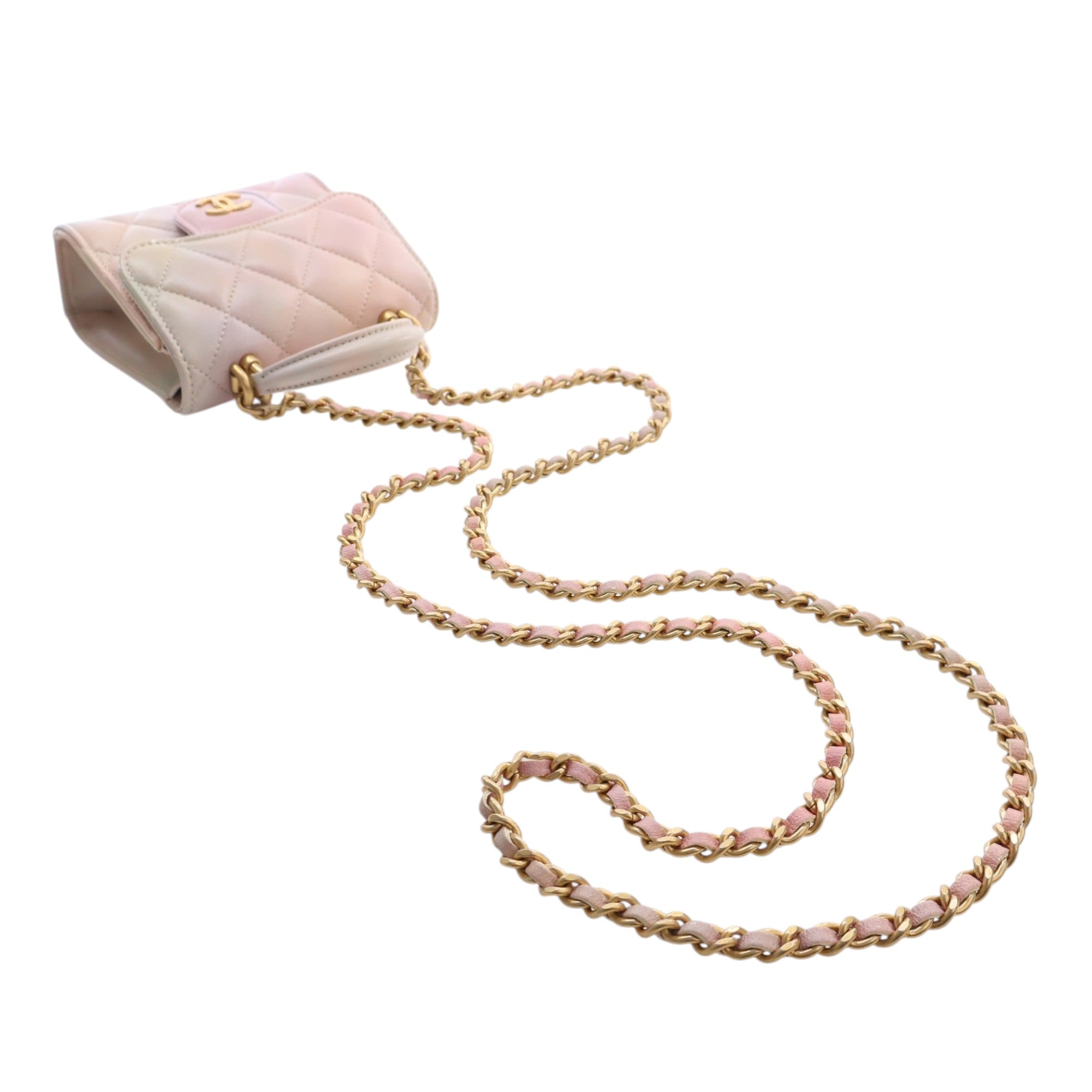 Chanel CC Ombre Lambskin Top Handle Flap Coin Purse with Chain - image 14