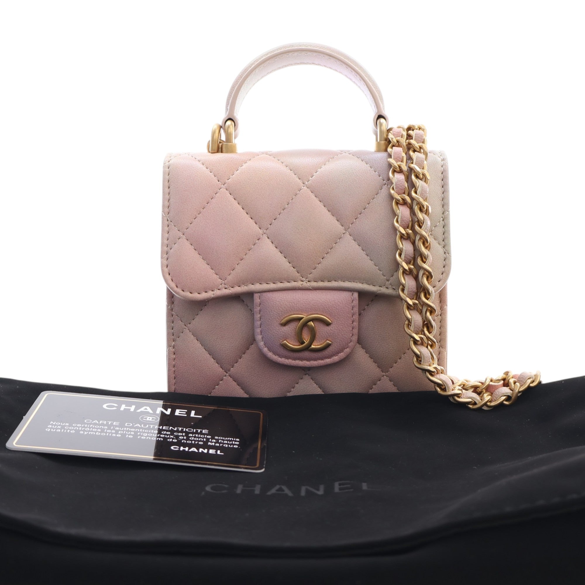 Chanel CC Ombre Lambskin Top Handle Flap Coin Purse with Chain - image 15