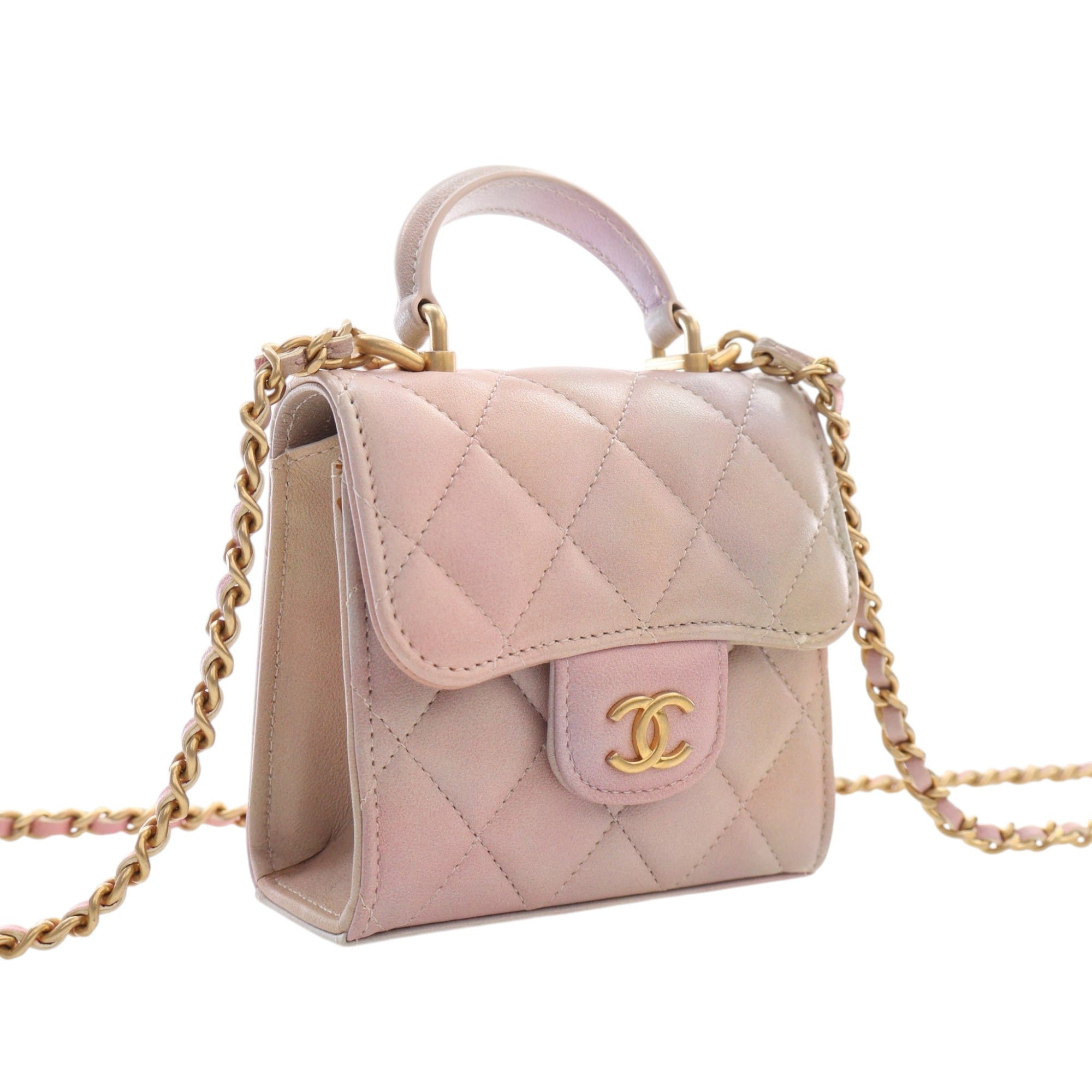 Chanel CC Ombre Lambskin Top Handle Flap Coin Purse with Chain - image 2