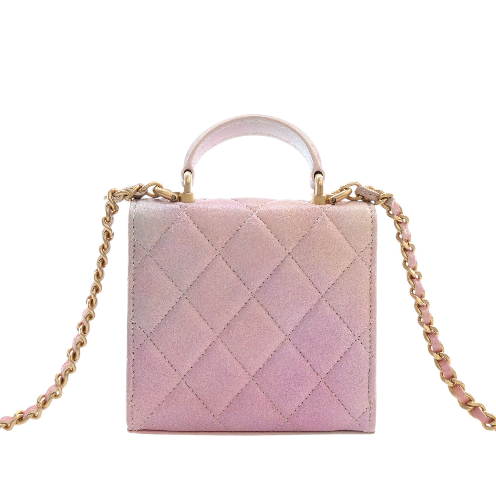 Chanel CC Ombre Lambskin Top Handle Flap Coin Purse with Chain - image 4