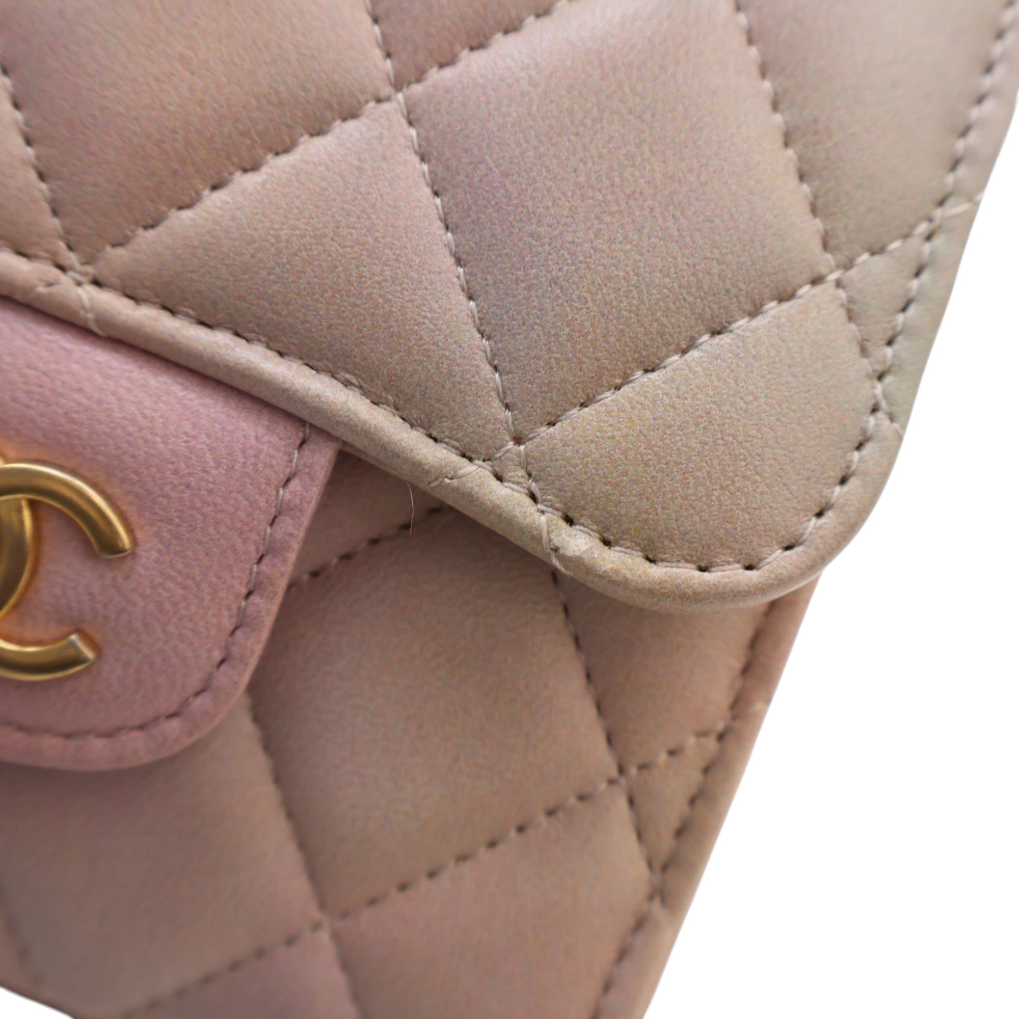 Chanel CC Ombre Lambskin Top Handle Flap Coin Purse with Chain - image 8