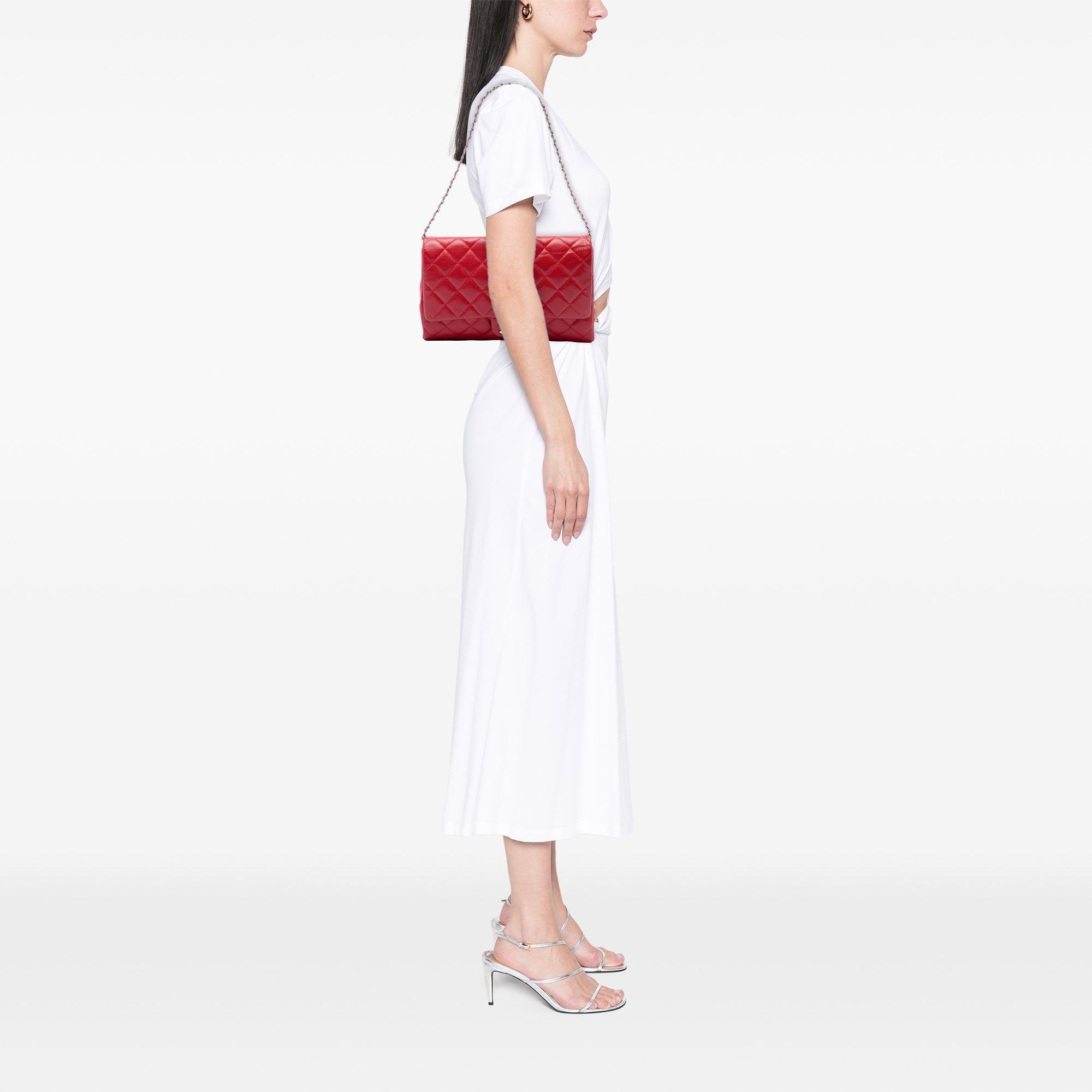 Chanel CC Quilted Caviar Flap Clutch with Chain - image 6