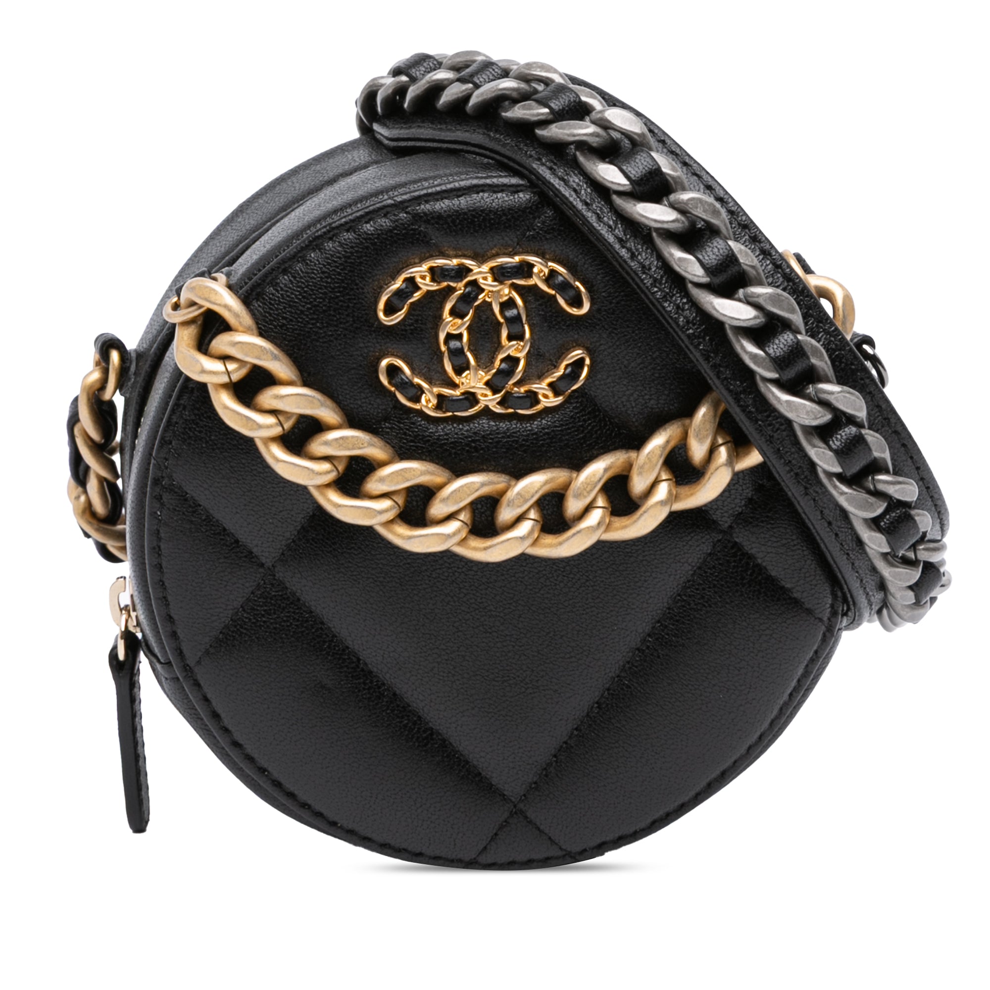 Chanel Lambskin 19 Round Clutch with Chain - image 1