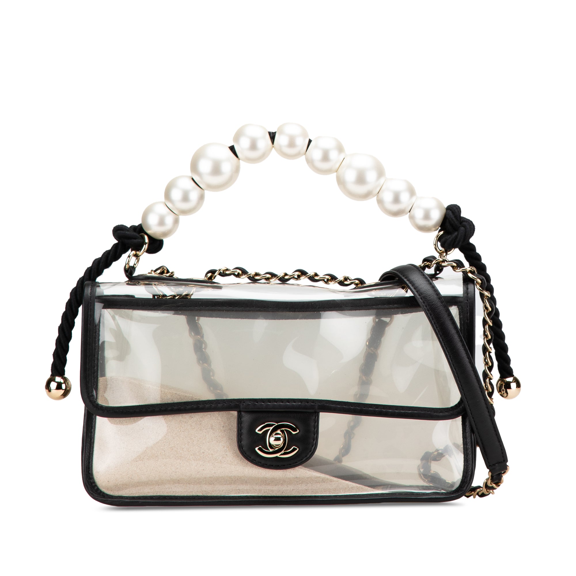 Chanel Medium PVC and Lambskin Sand By The Sea Flap with Pearl Strap - image 1