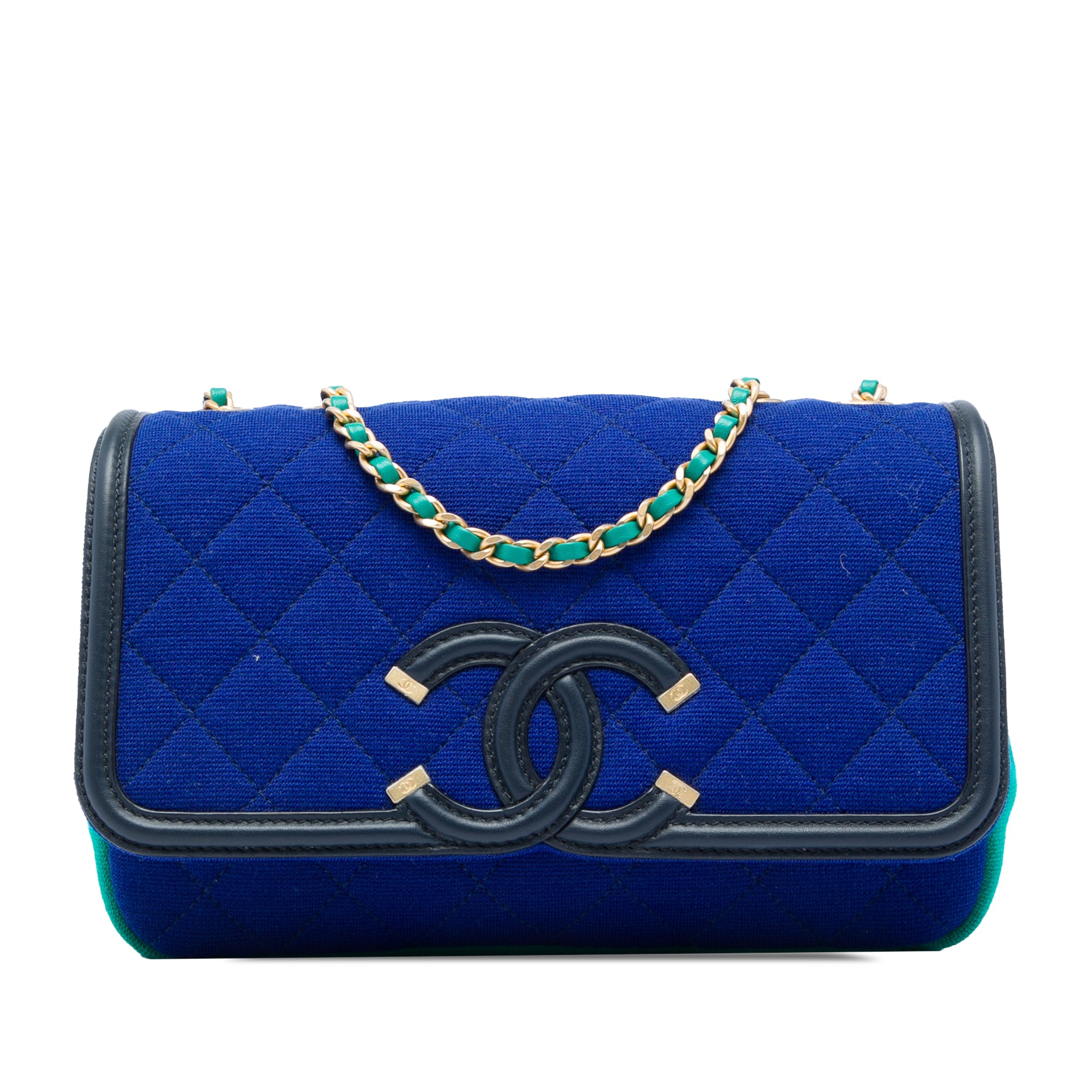 Chanel Small Tricolor Jersey CC Filigree Flap - image 1
