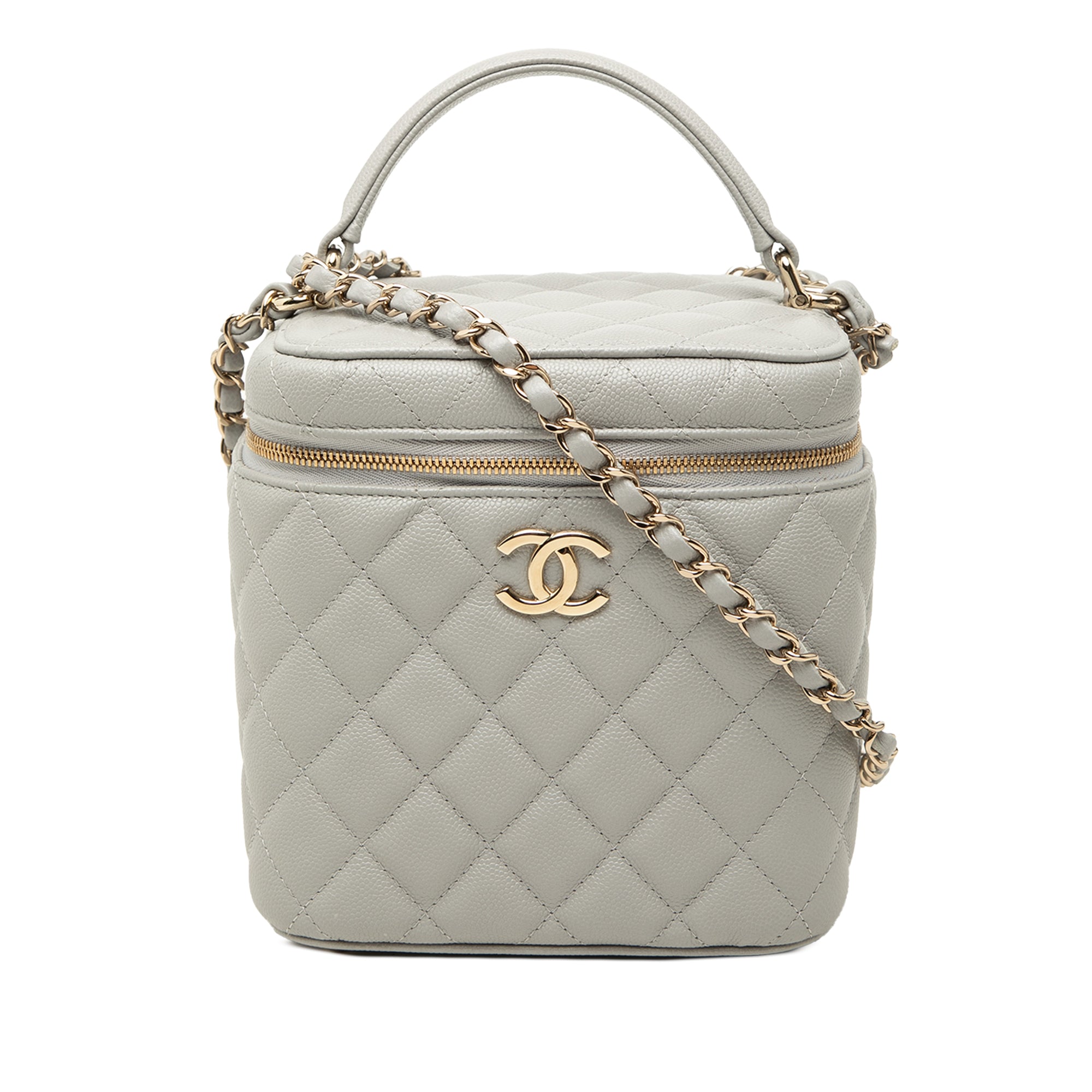 Chanel Small CC Caviar Top Handle Vanity Case with Chain - image 1