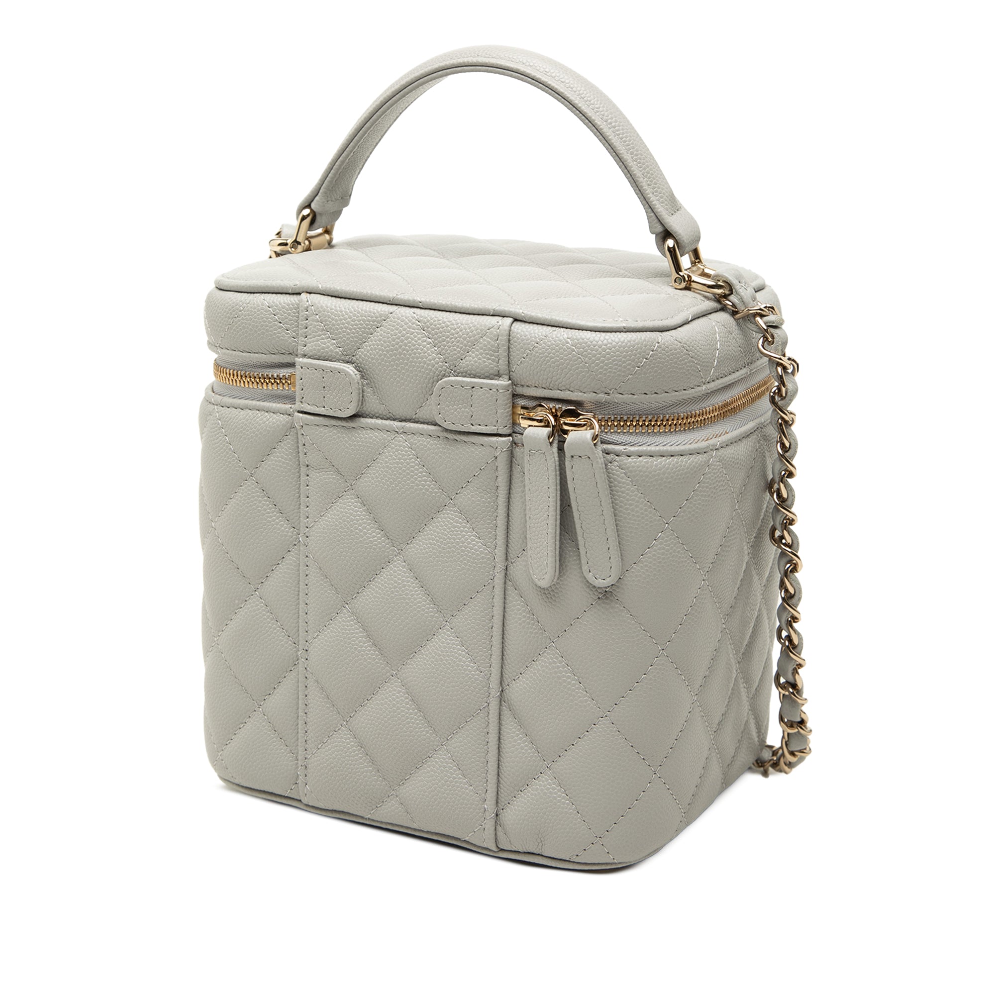 Chanel Small CC Caviar Top Handle Vanity Case with Chain - image 2