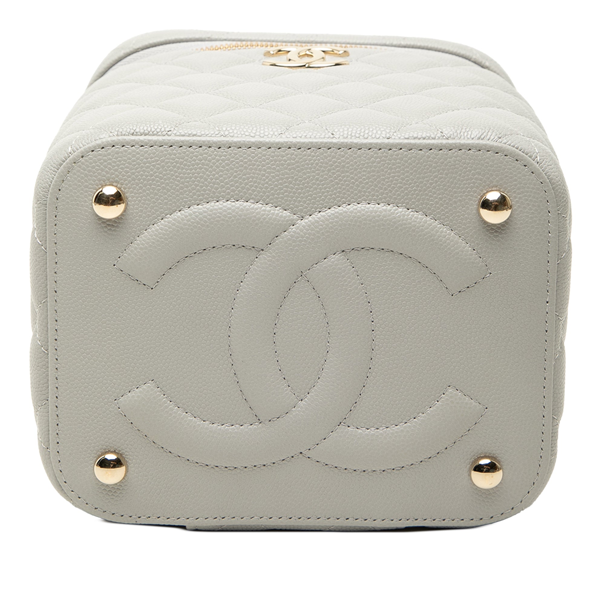 Chanel Small CC Caviar Top Handle Vanity Case with Chain - image 3
