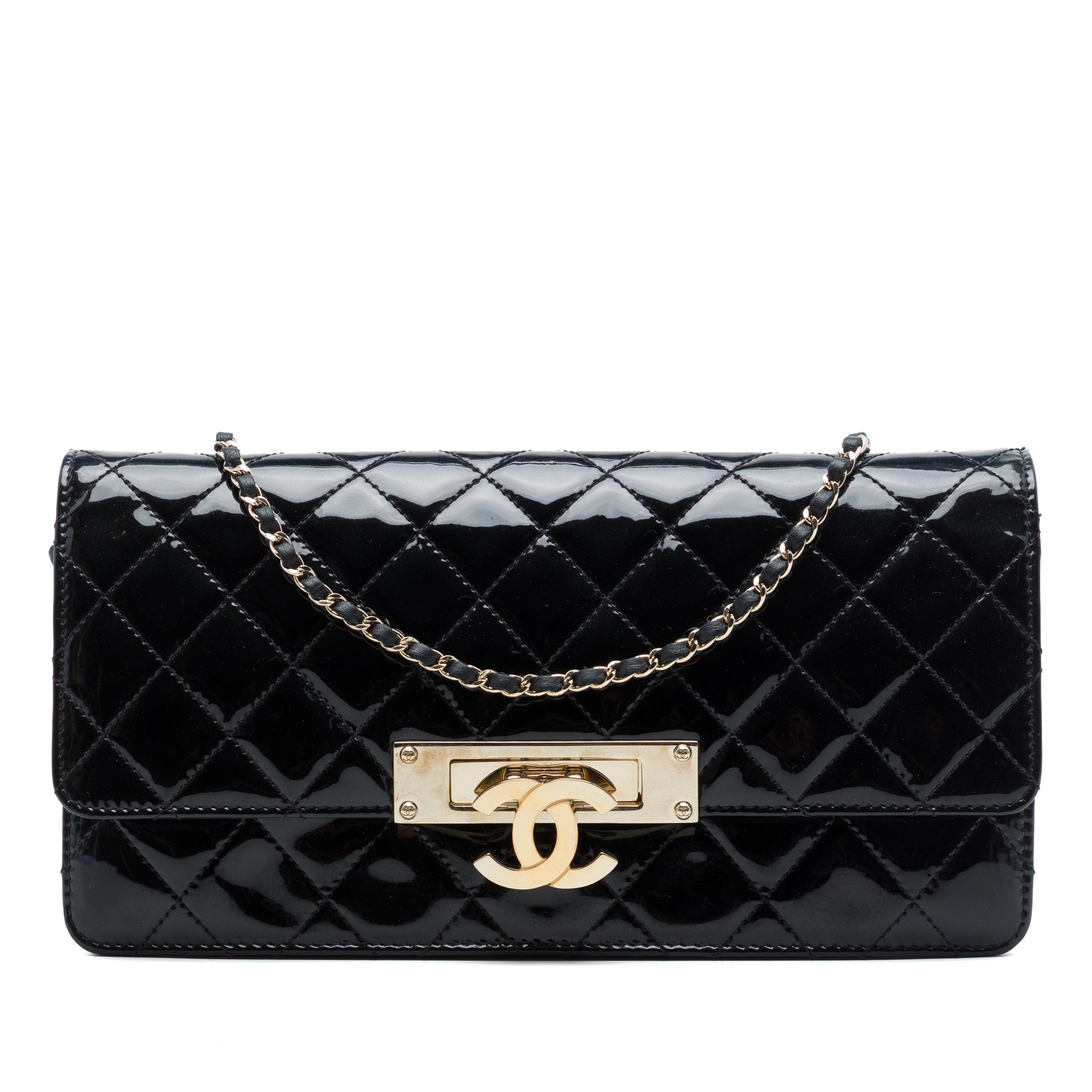 Chanel Quilted Patent Golden Class East West Wallet on Chain - image 1
