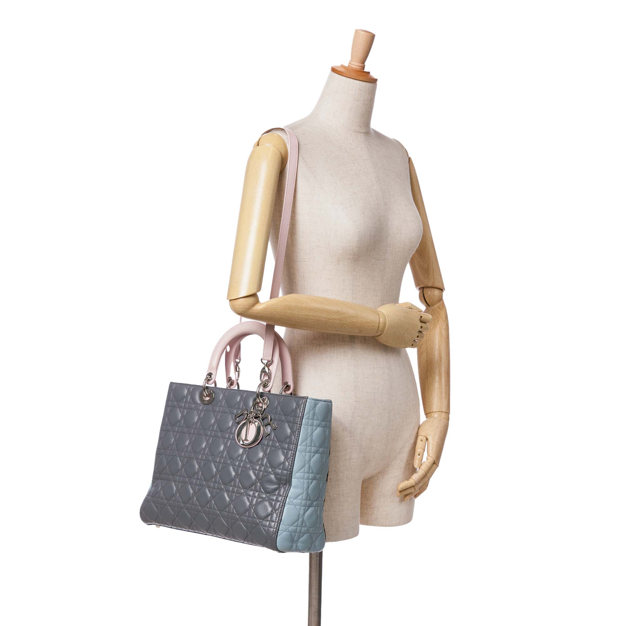 Dior Large Bicolor Lambskin Cannage Lady Dior - image 10