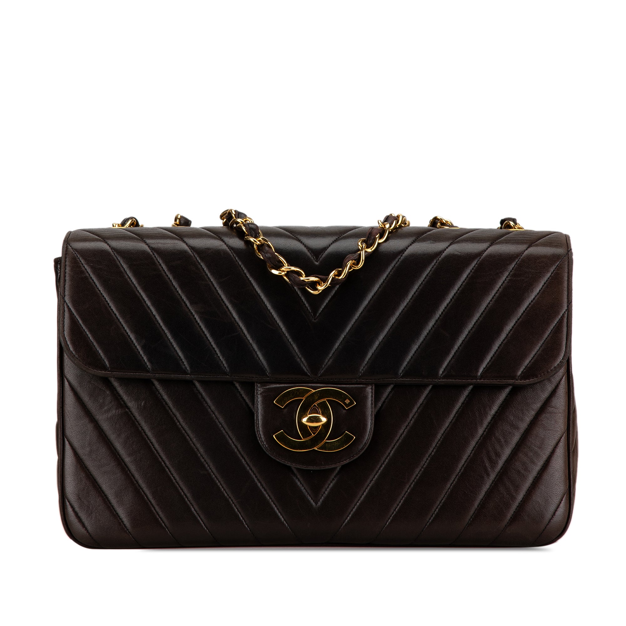 Chanel Maxi XL Chevron Lambskin Single Flap - image 1