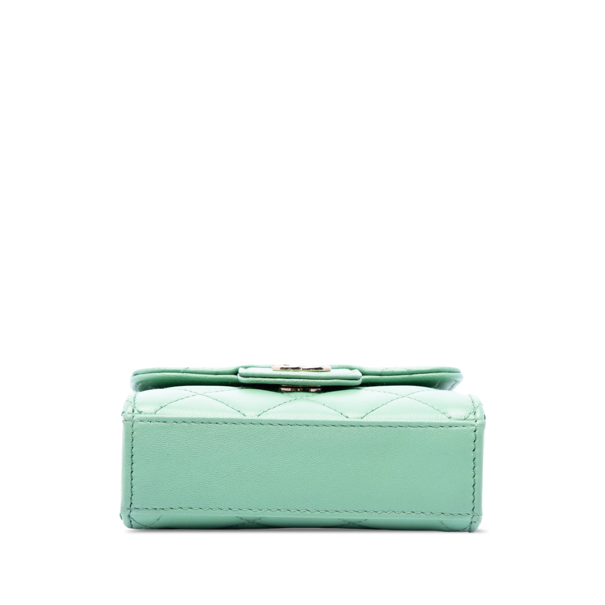 Chanel CC Quilted Lambskin Top Handle Flap Coin Purse with Chain - image 3