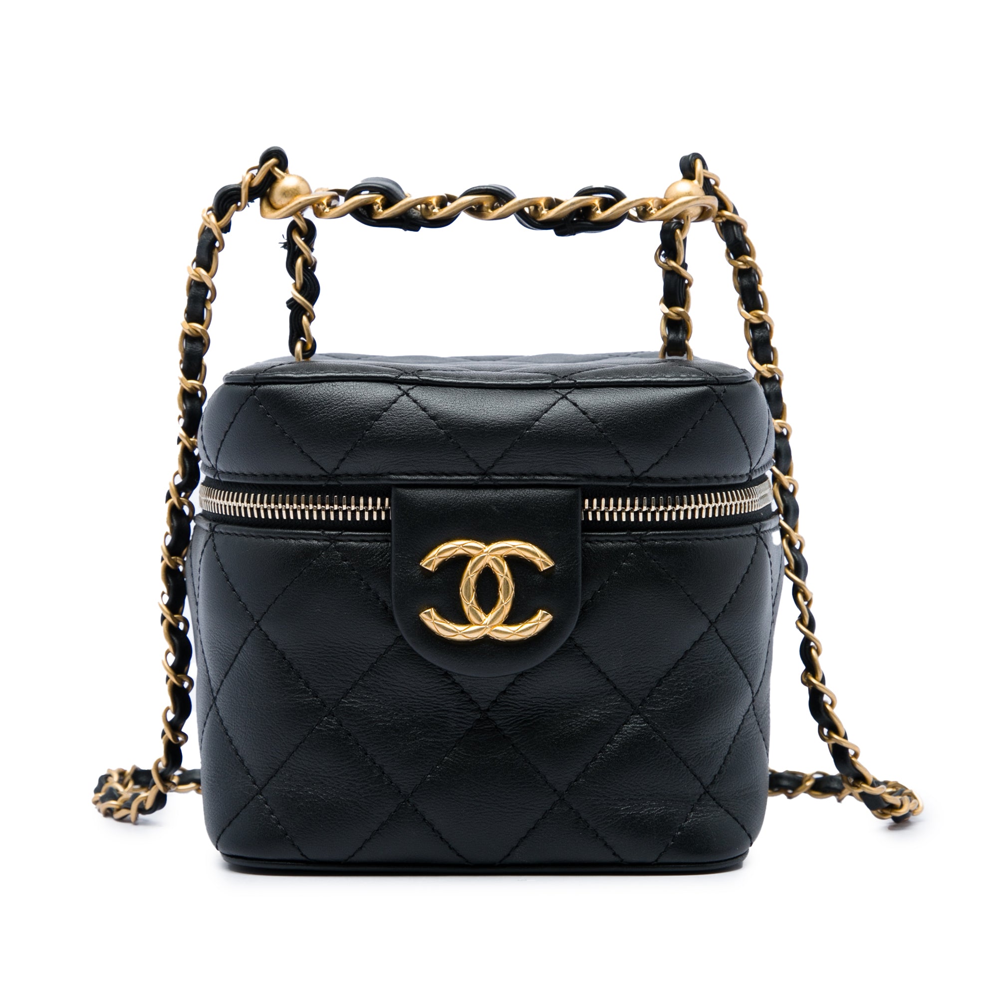 Chanel Small Quilted Calfskin Chain Bar Vanity Case with Chain - image 1