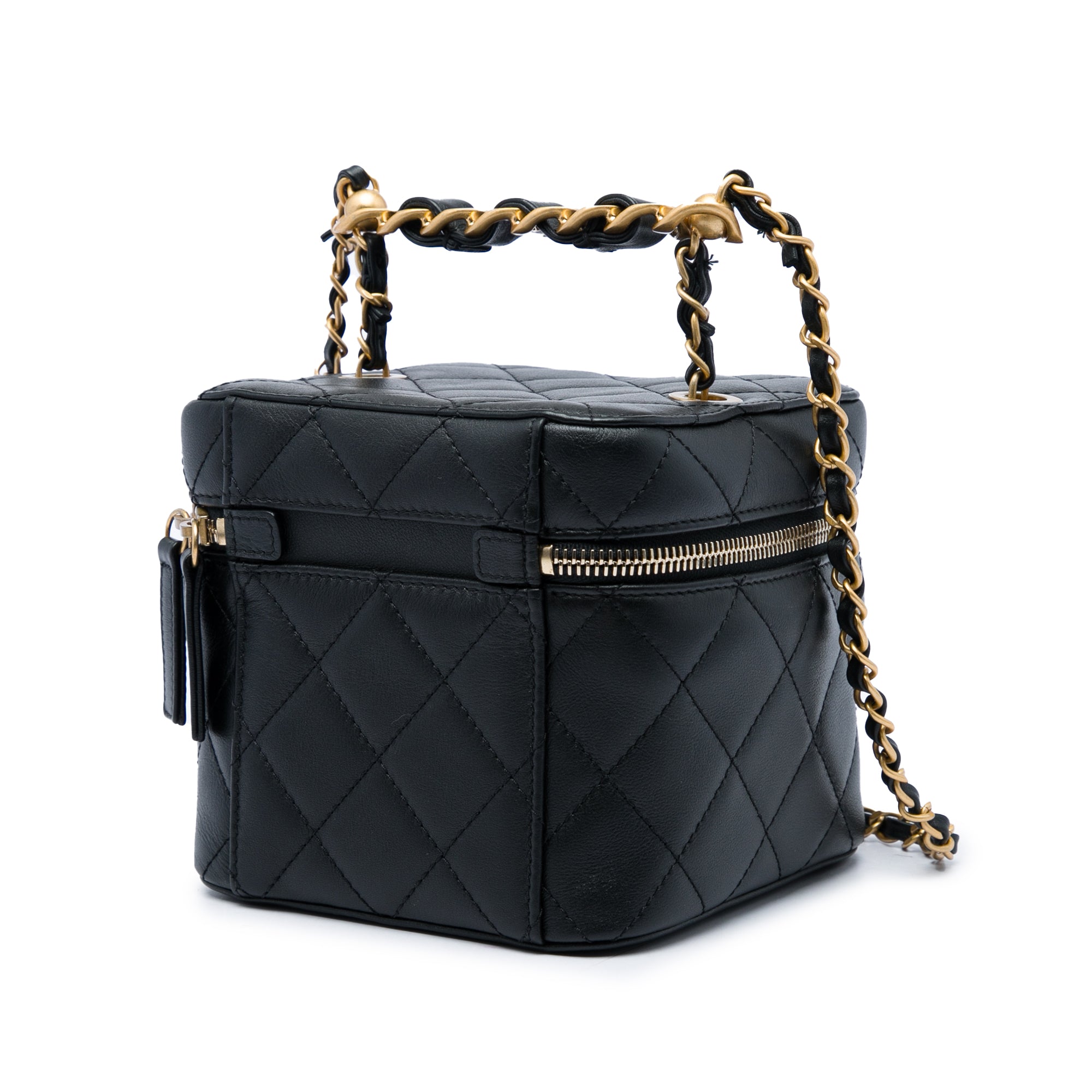 Chanel Small Quilted Calfskin Chain Bar Vanity Case with Chain - image 2