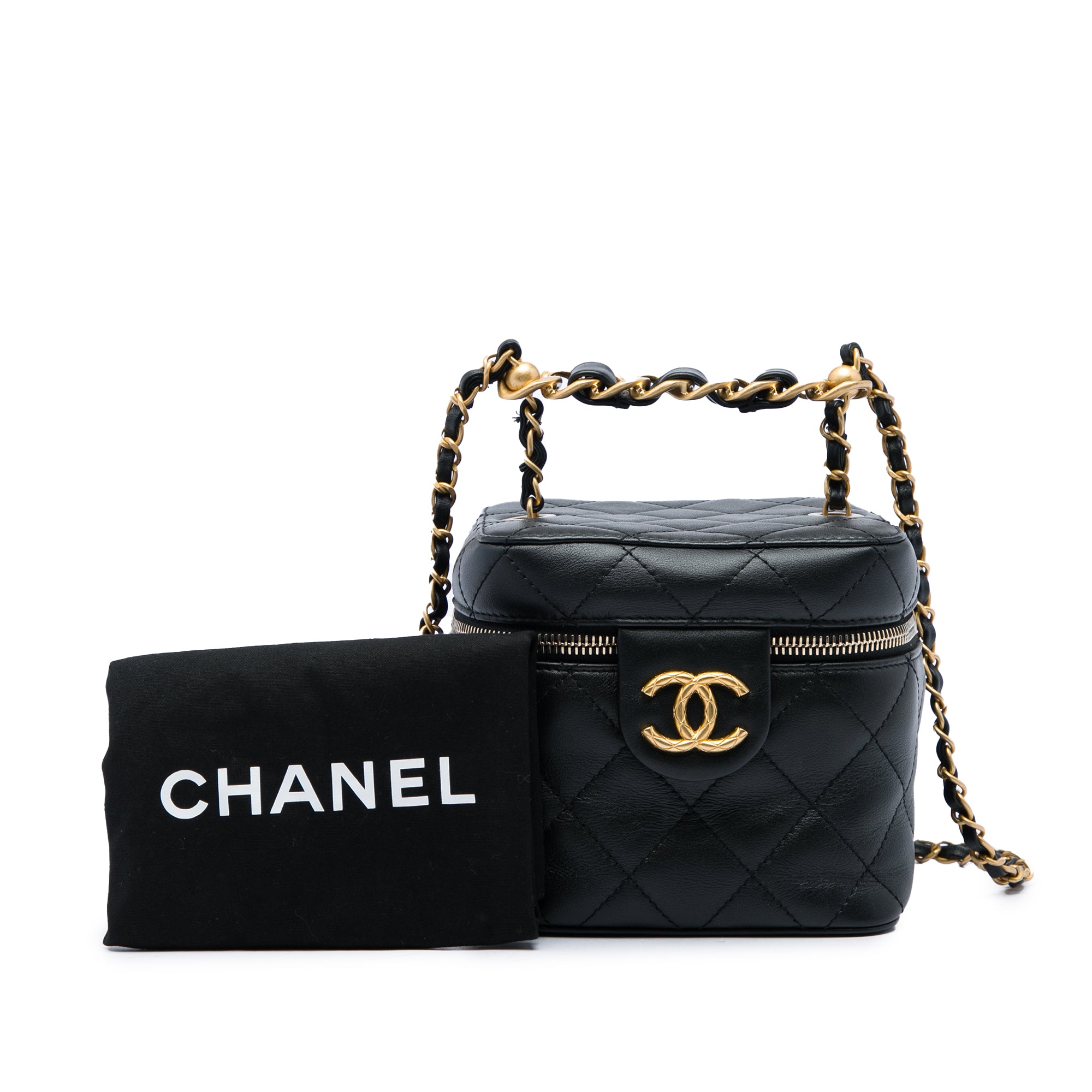 Chanel Small Quilted Calfskin Chain Bar Vanity Case with Chain - image 6