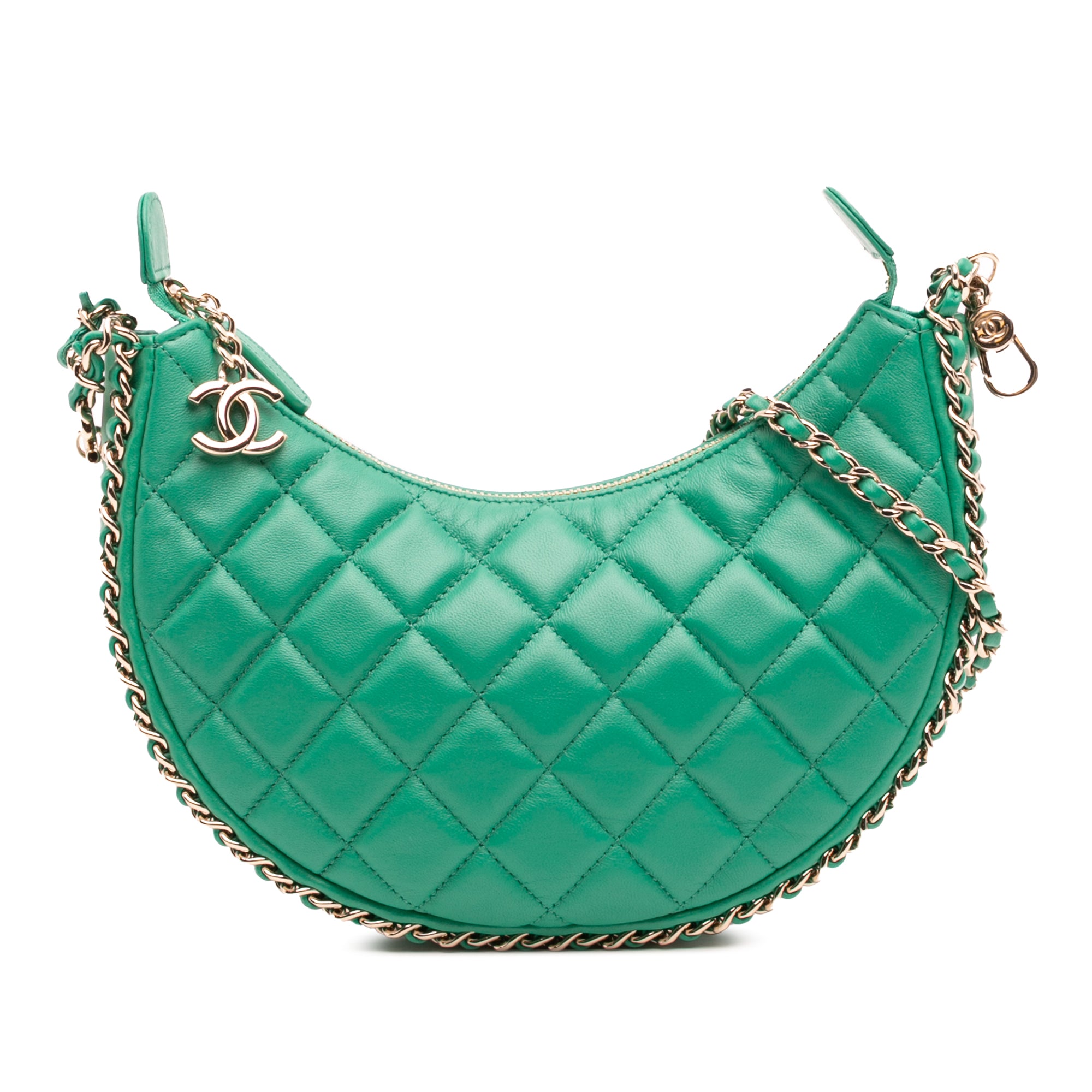 Chanel Small Quilted Lambskin Chain Around Hook Hobo Bag - image 1