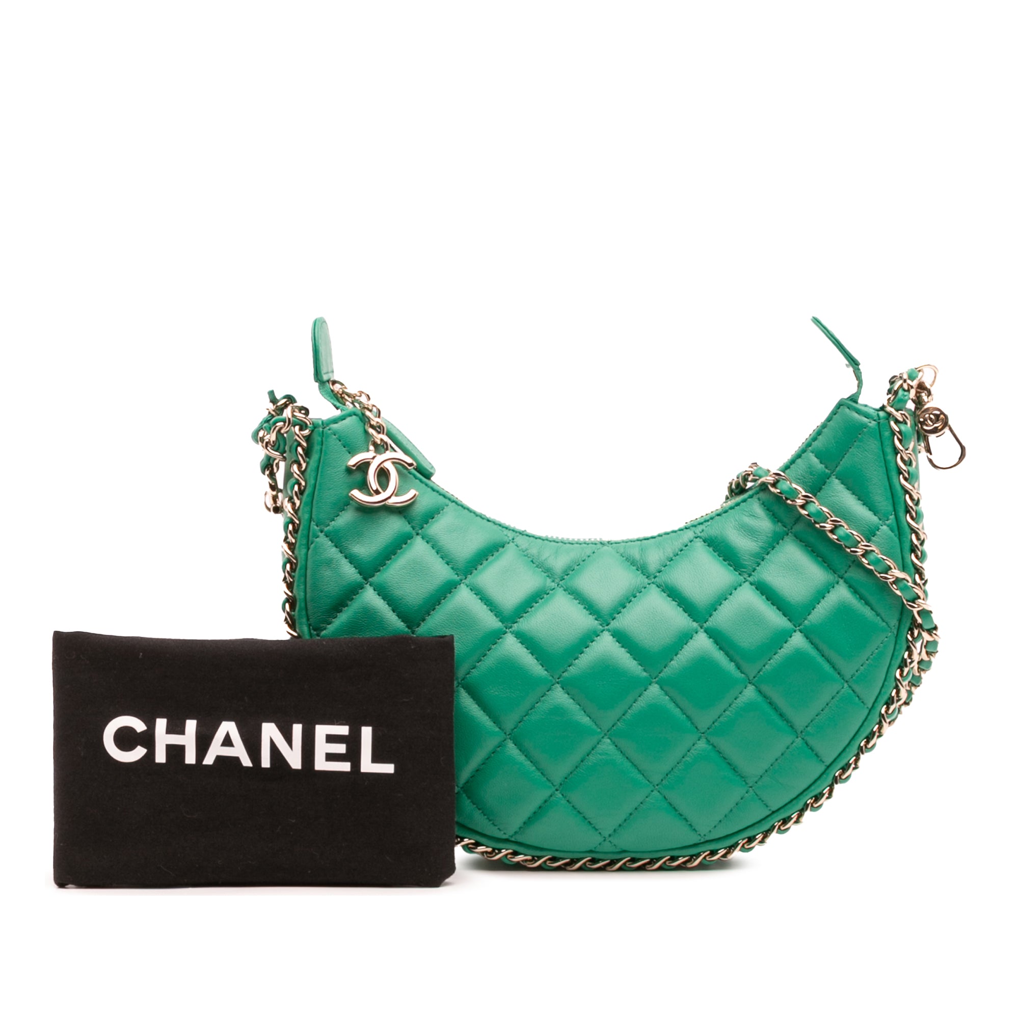 Chanel Small Quilted Lambskin Chain Around Hook Hobo Bag - image 13
