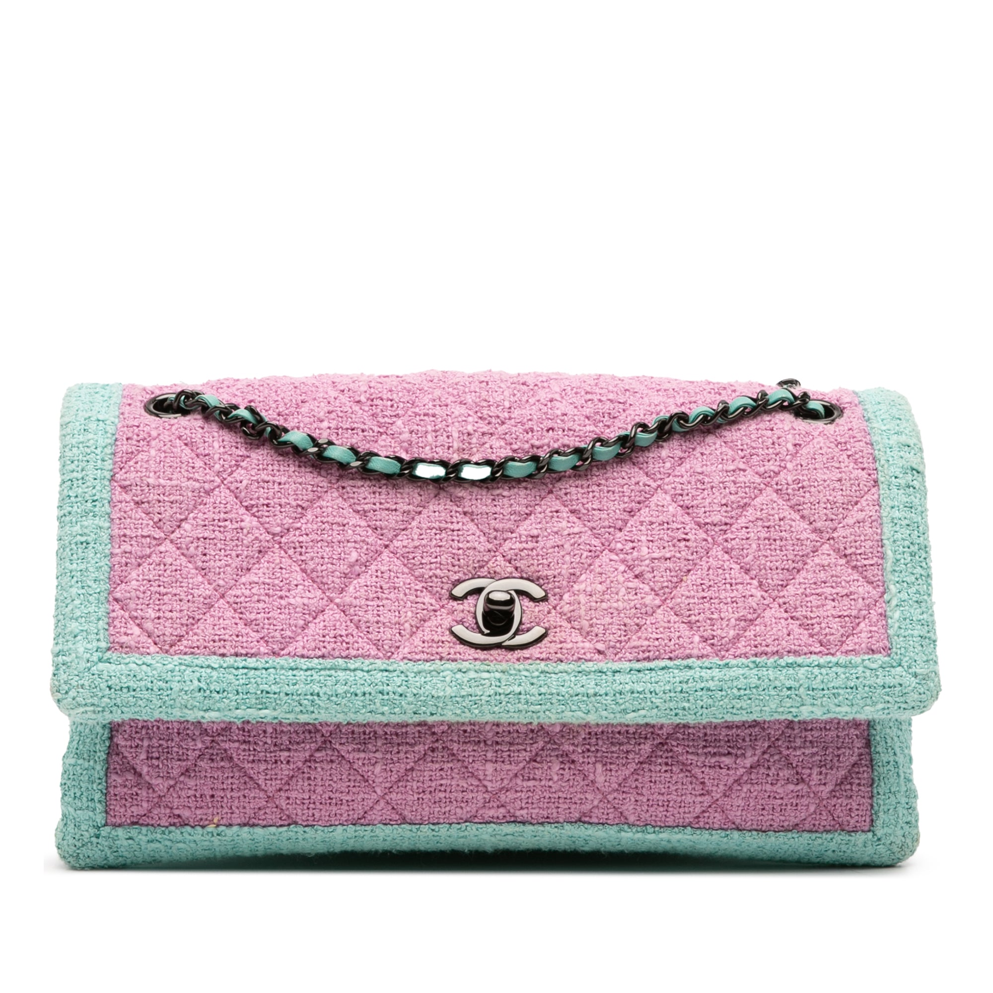 Chanel CC Quilted Bicolor Tweed Flap - image 1