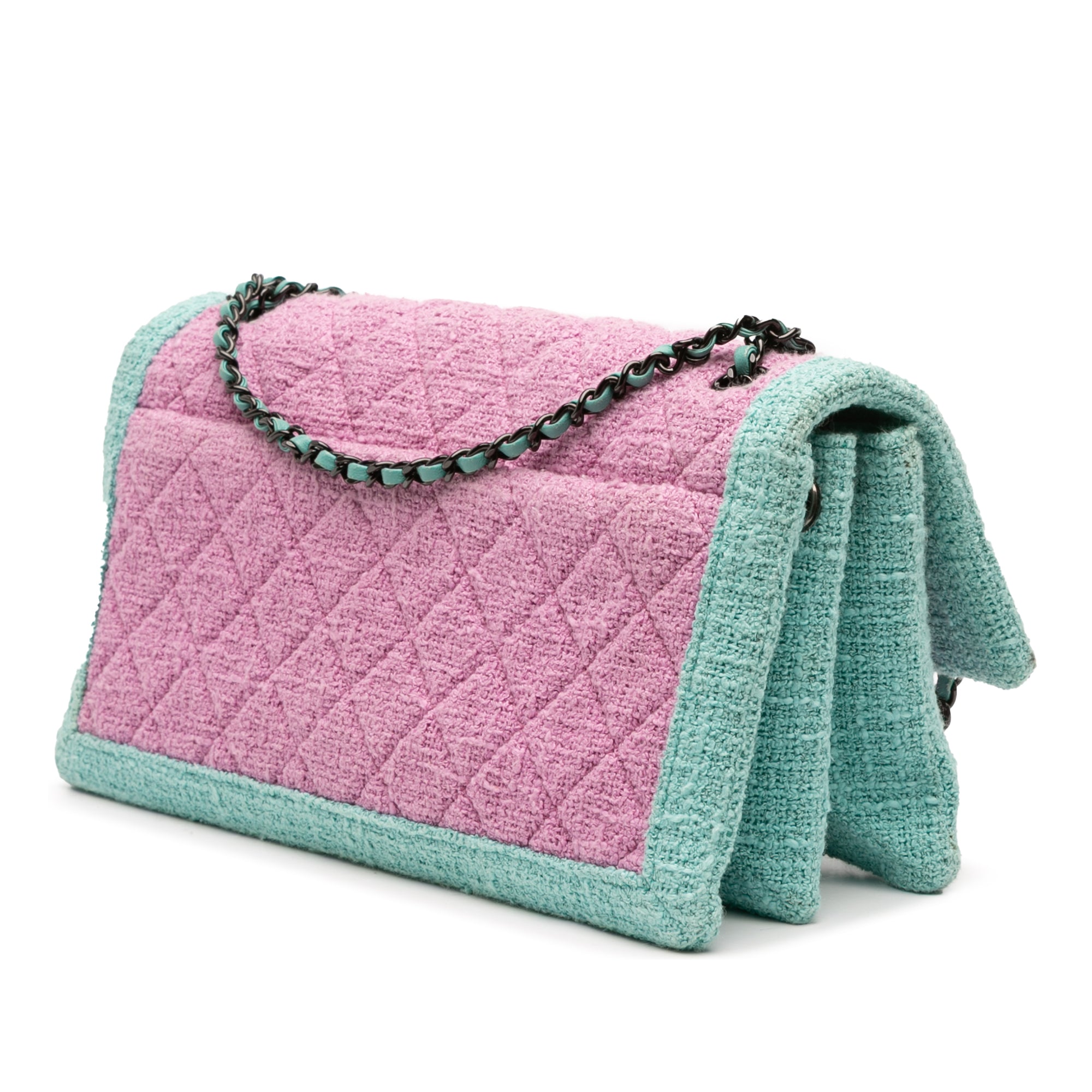 Chanel CC Quilted Bicolor Tweed Flap - image 2