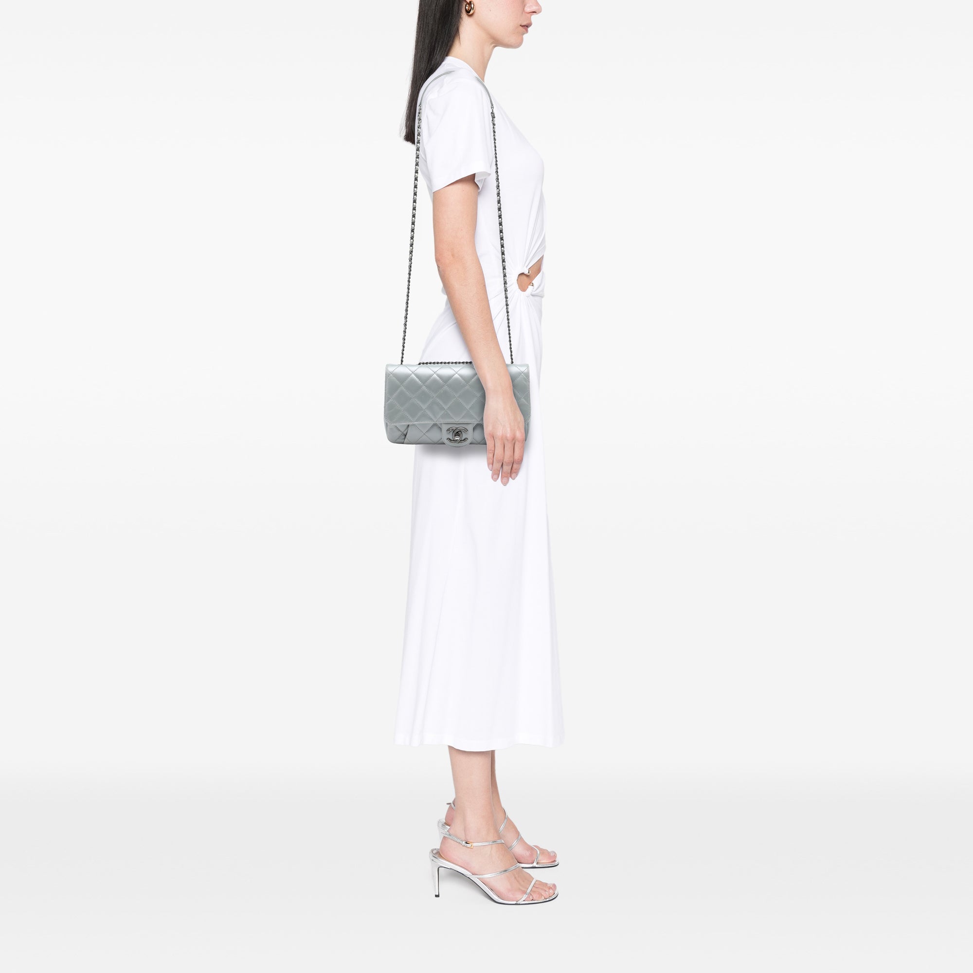 Chanel Medium Quilted Calfskin Coco Pleats Chain Flap - image 6