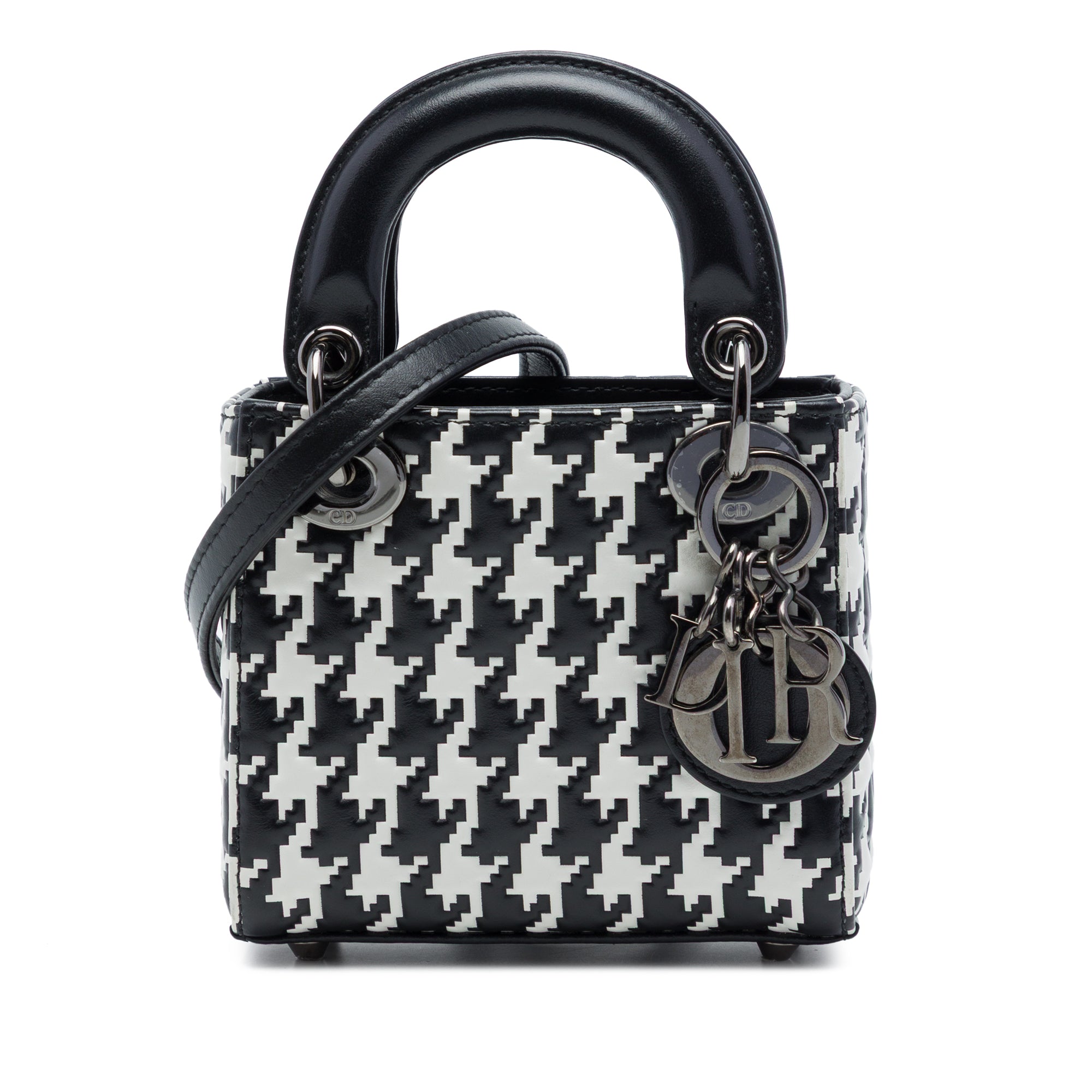 Dior Micro Calfskin Houndstooth Embossed Macro Lady Dior - image 1