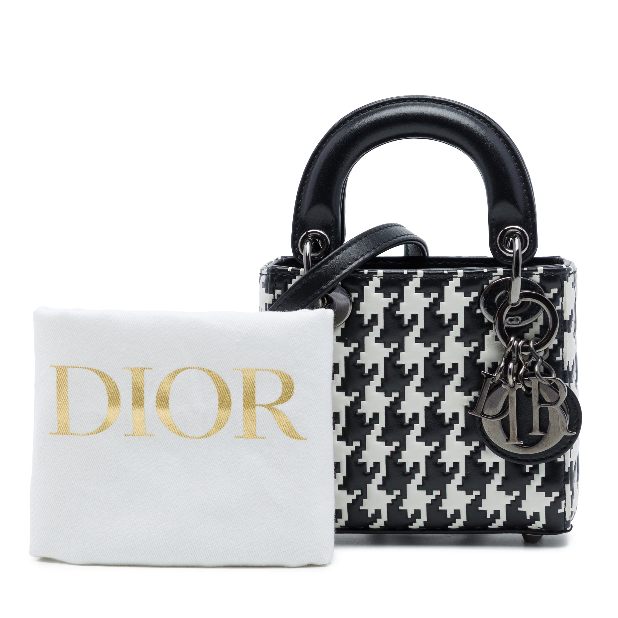 Dior Micro Calfskin Houndstooth Embossed Macro Lady Dior - image 7