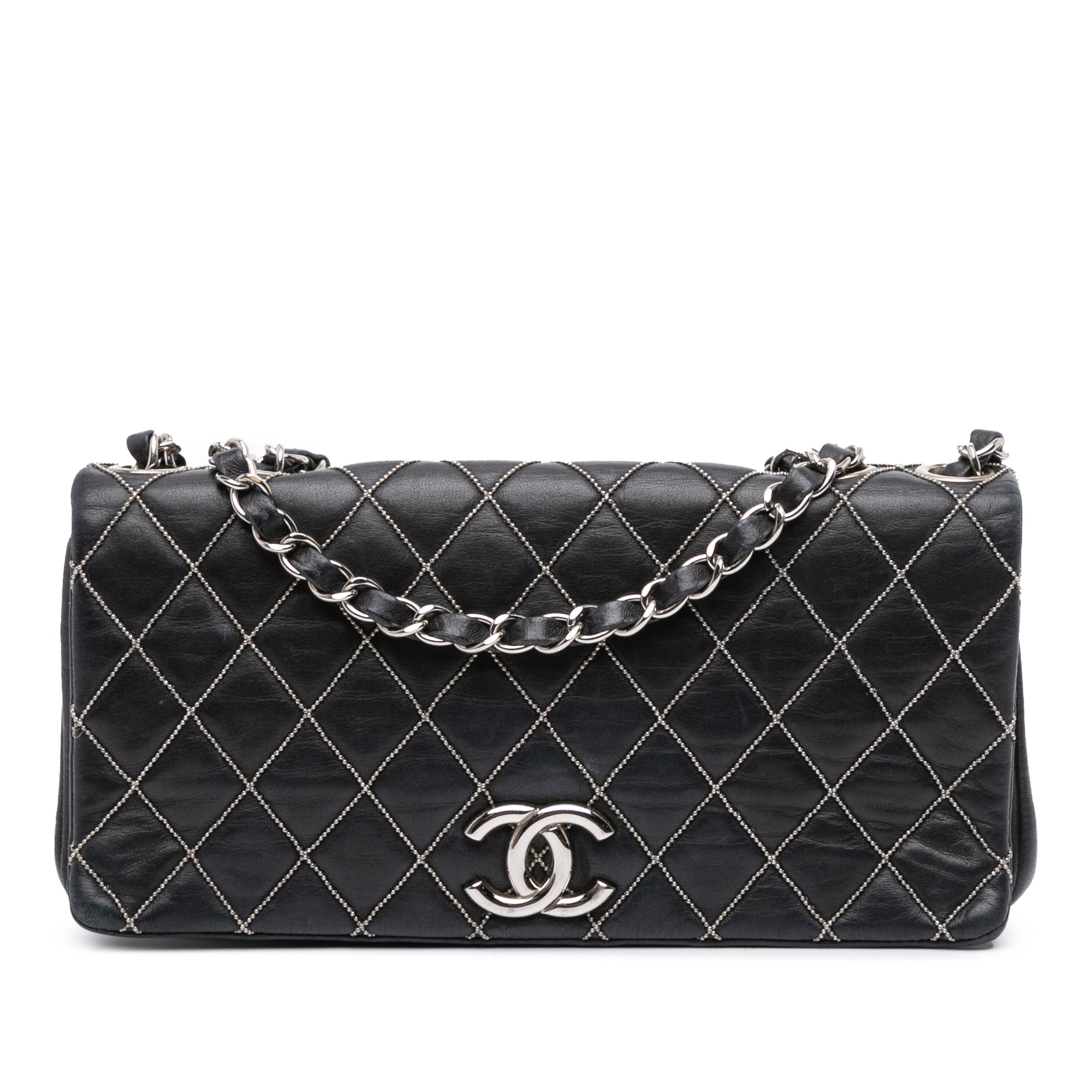 Chanel Quilted Lambskin Studded Metal Beauty Flap - image 1