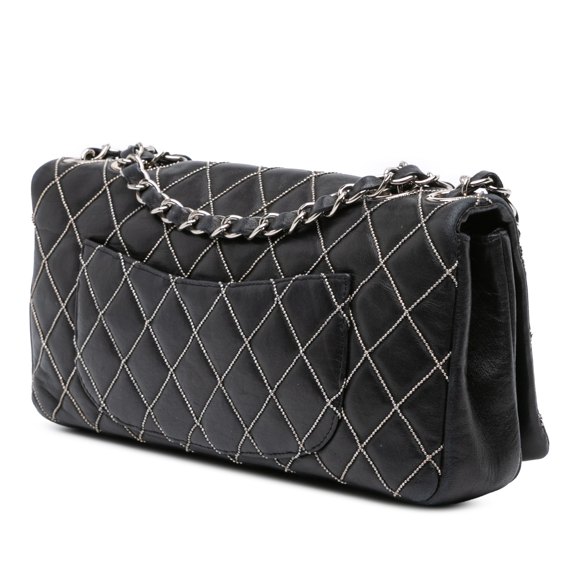 Chanel Quilted Lambskin Studded Metal Beauty Flap - image 2