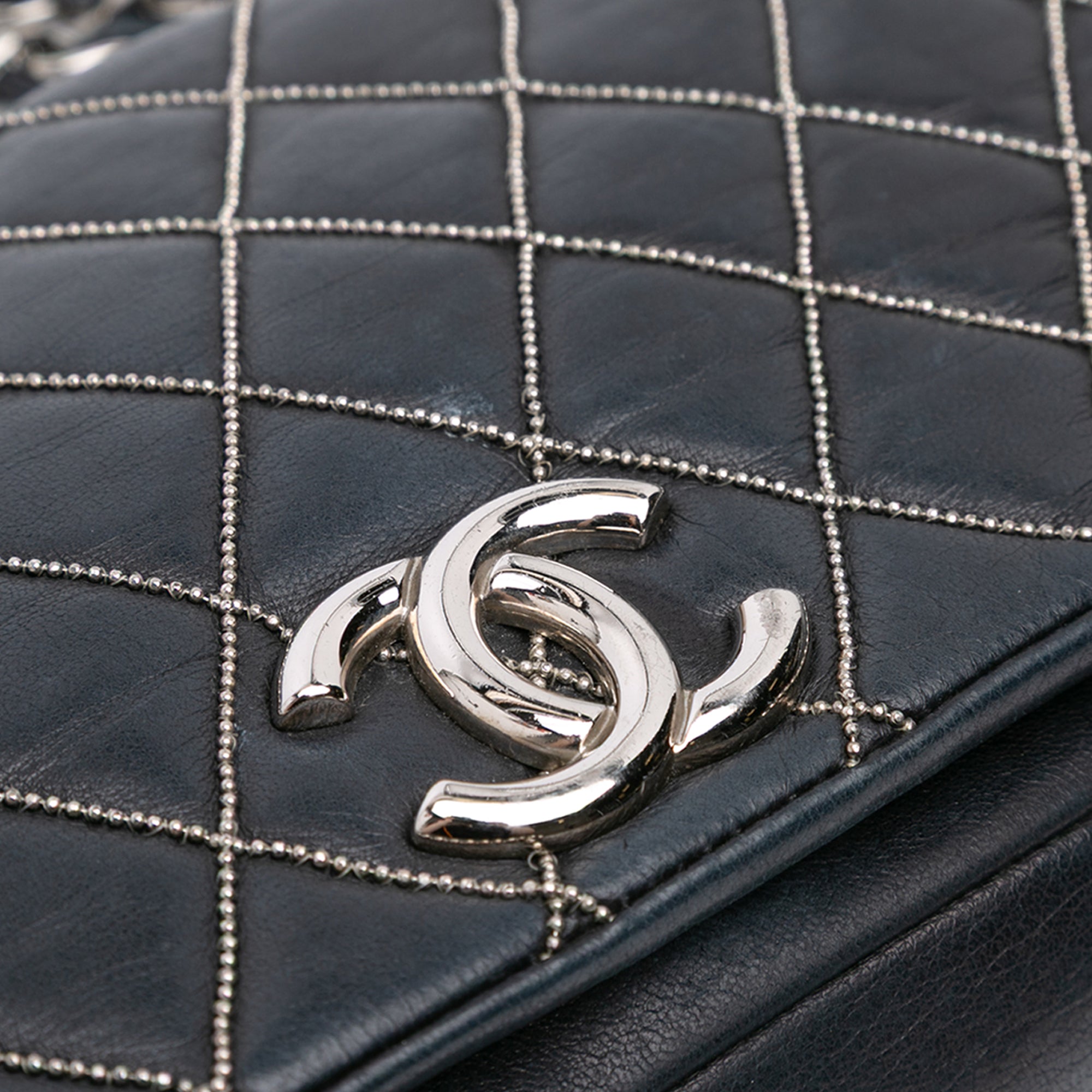 Chanel Quilted Lambskin Studded Metal Beauty Flap - image 7
