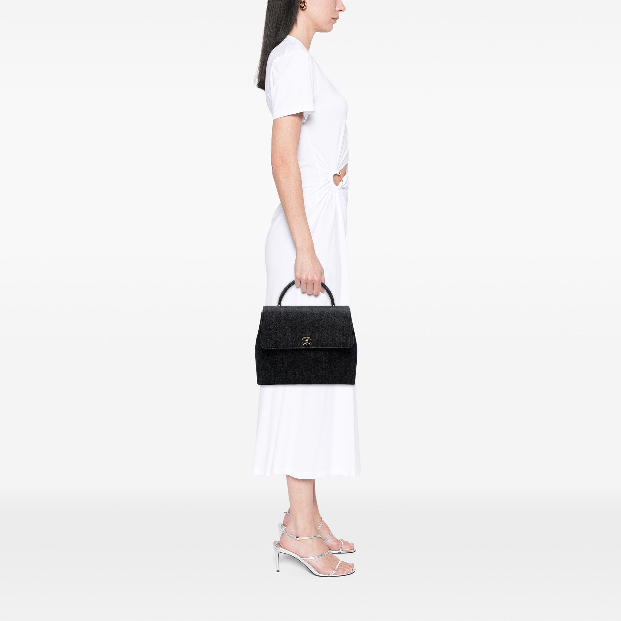 Chanel CC Denim Kelly Top Handle Bag - image 7