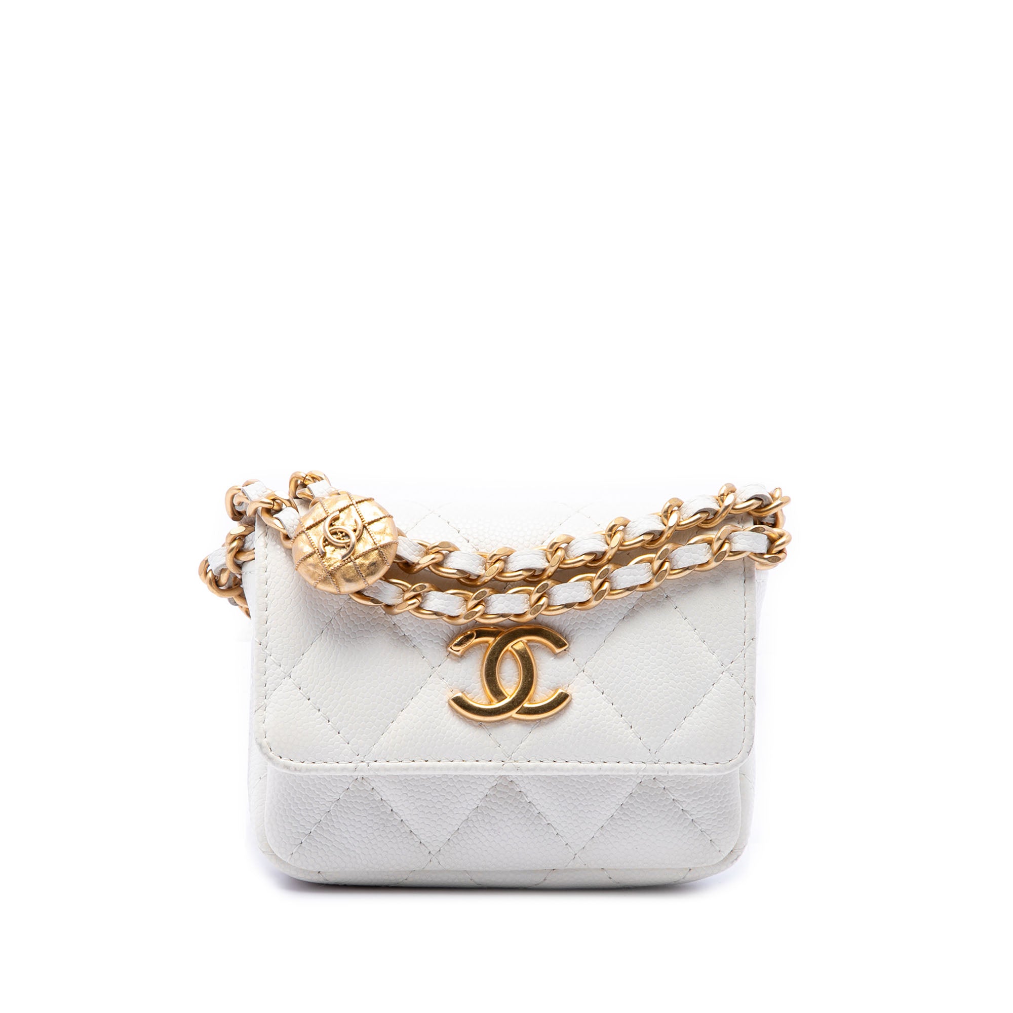 Chanel Quilted Caviar Twist Your Buttons Flap Chain Belt Bag - image 1