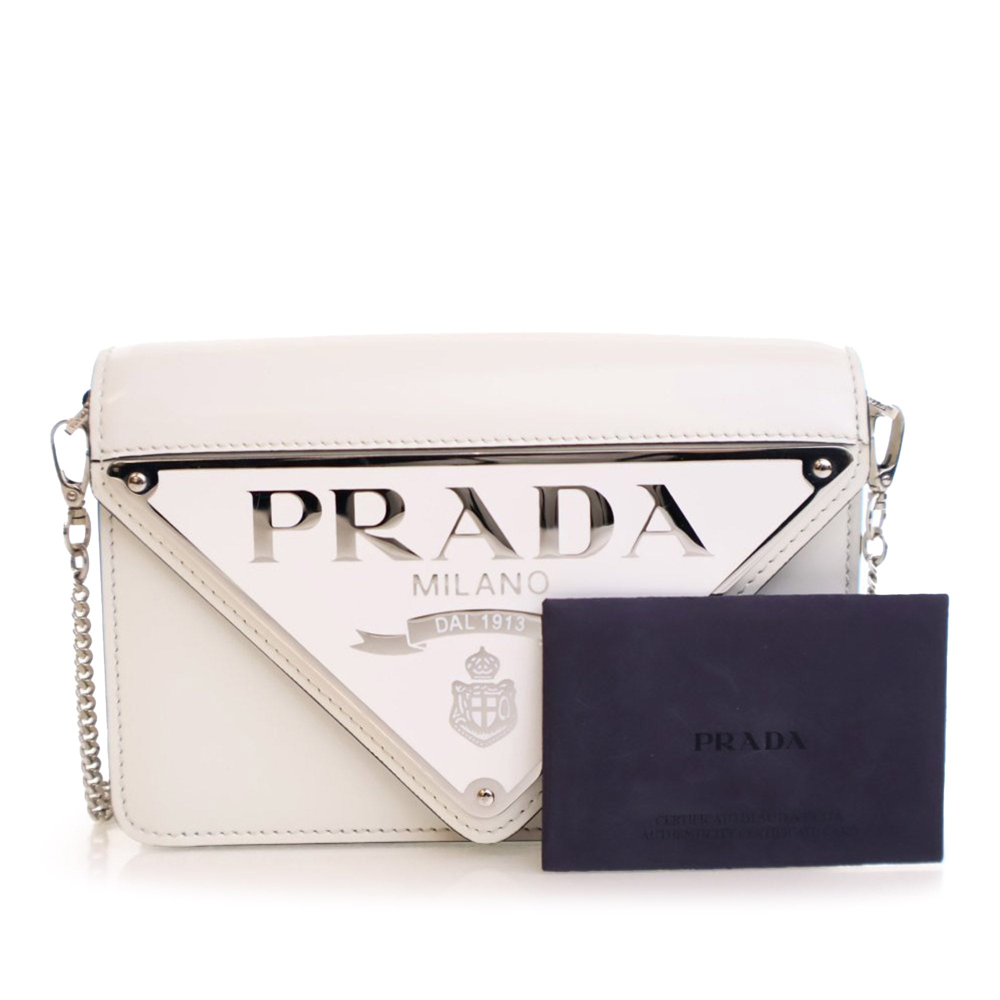 Prada Spazzolato Triangle Logo Plate Flap Chain Crossbody - image 15